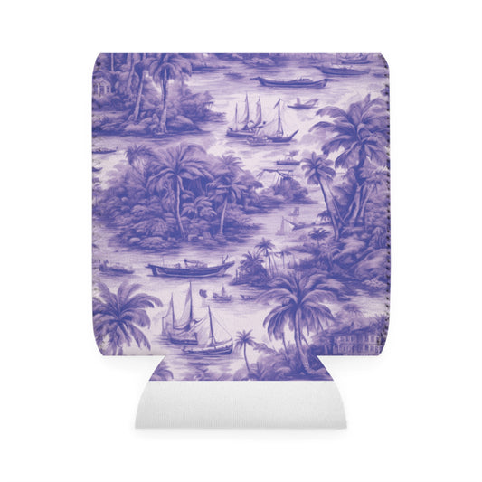 Tropical Toile/Purple Can Cooler Sleeve - Perfect for Outdoor Picnics