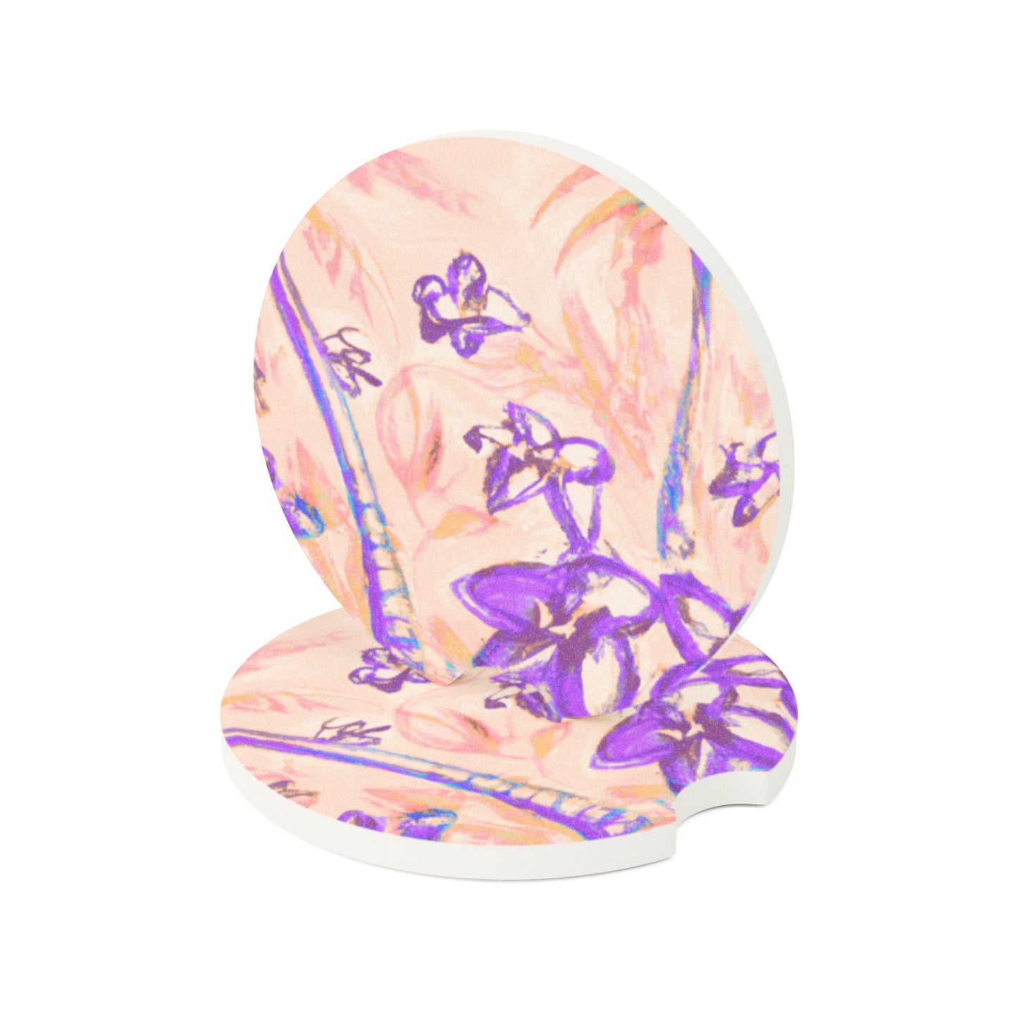 Soapstone Car Coaster - Tropical Doodles, Peach