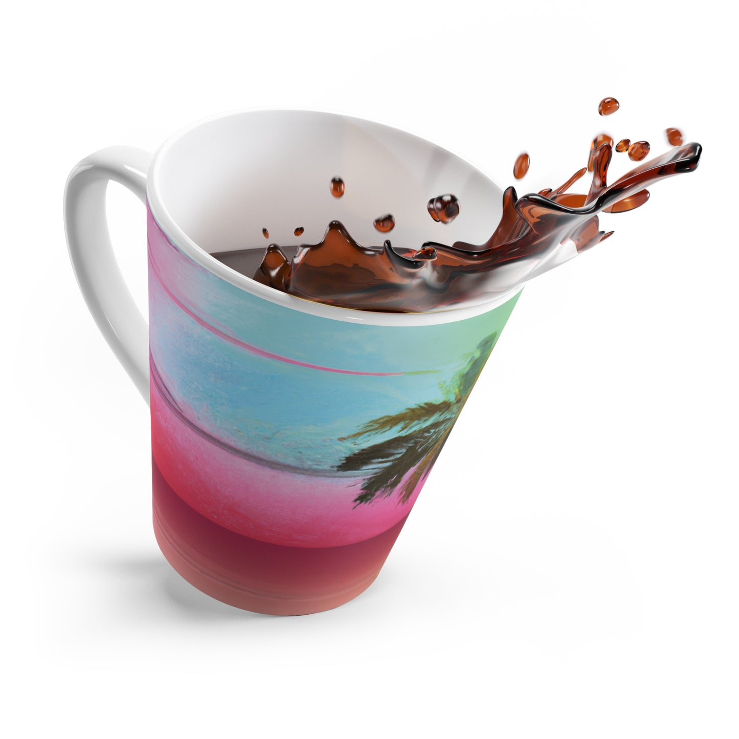 Latte White Mug - Perfect for Coffee Enthusiasts / Watercolor Sunset