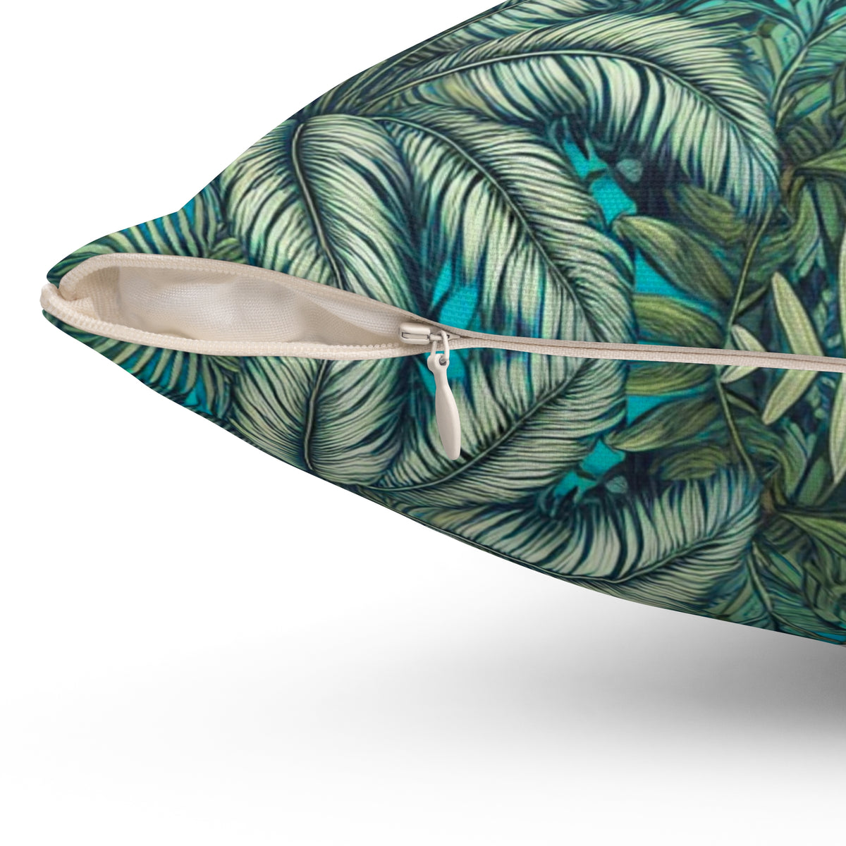 Tropical Pillow, 4 sizes - Colorful Spun Polyester Square Cushion / Tropical Fruit, Turquoise