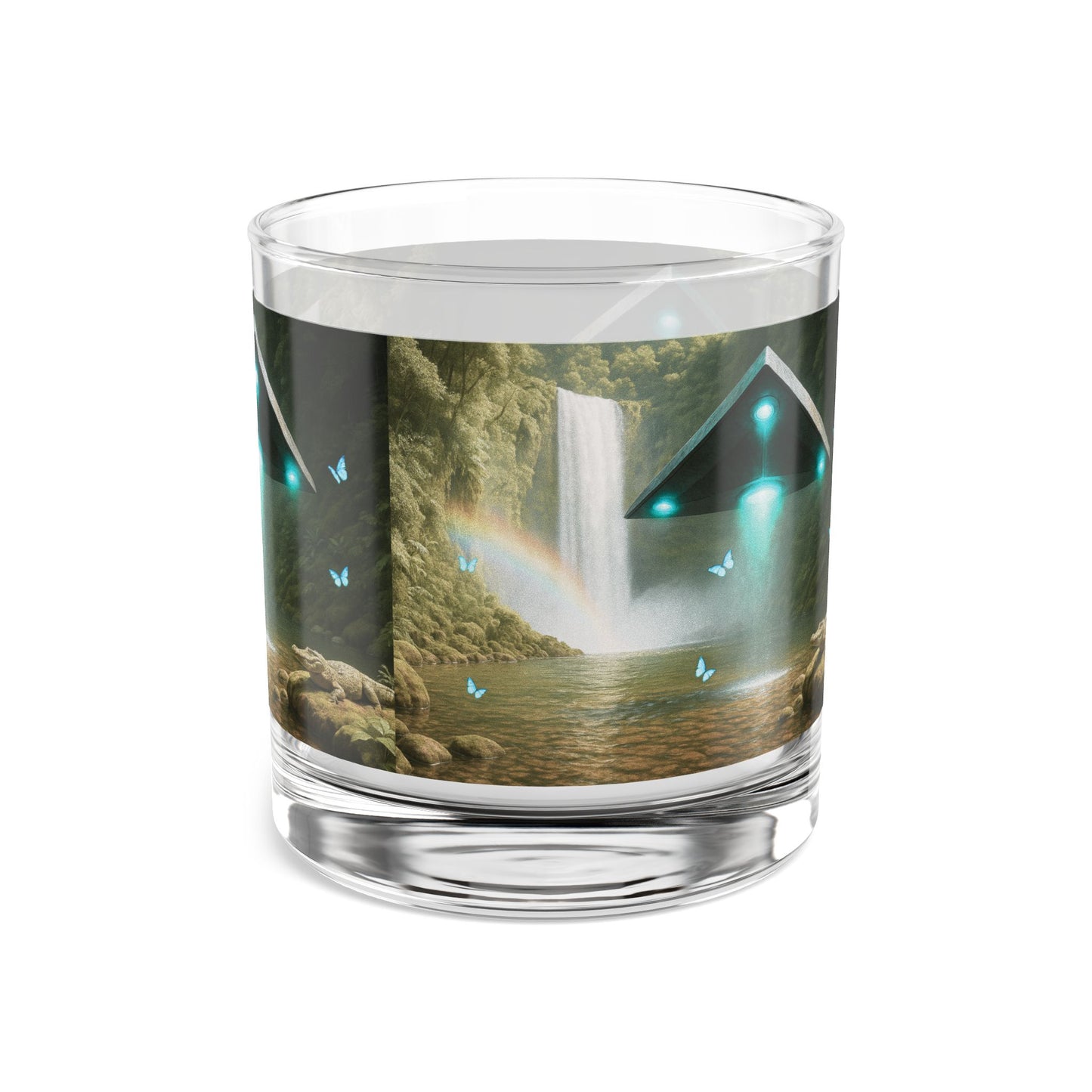 UFO and Waterfall Rocks Glass - 10oz Colorful Island Design