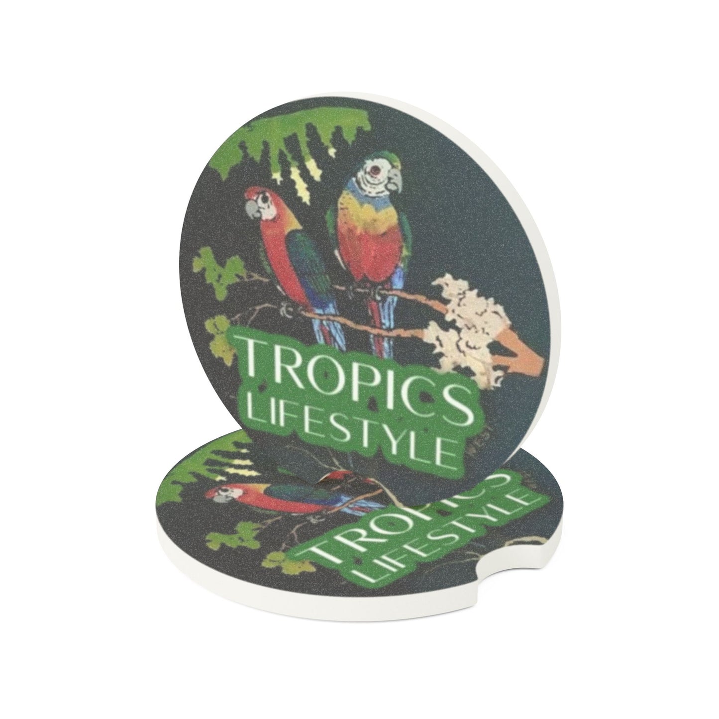 Soapstone Car Coaster - Two Brazilian Parrots