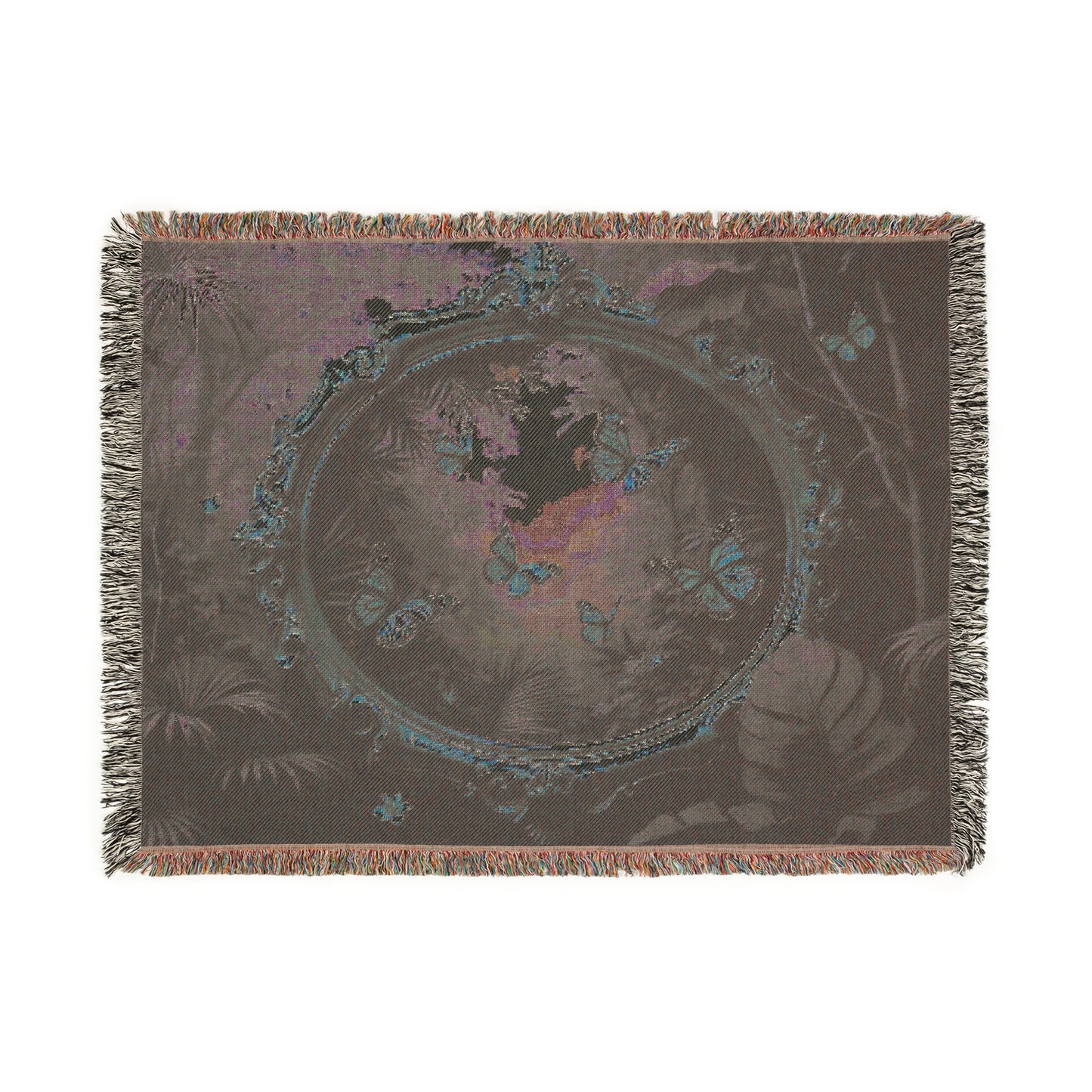 Woven Blanket, 3 Sizes - Tropical Home Decor / Framed Monarch Gathering