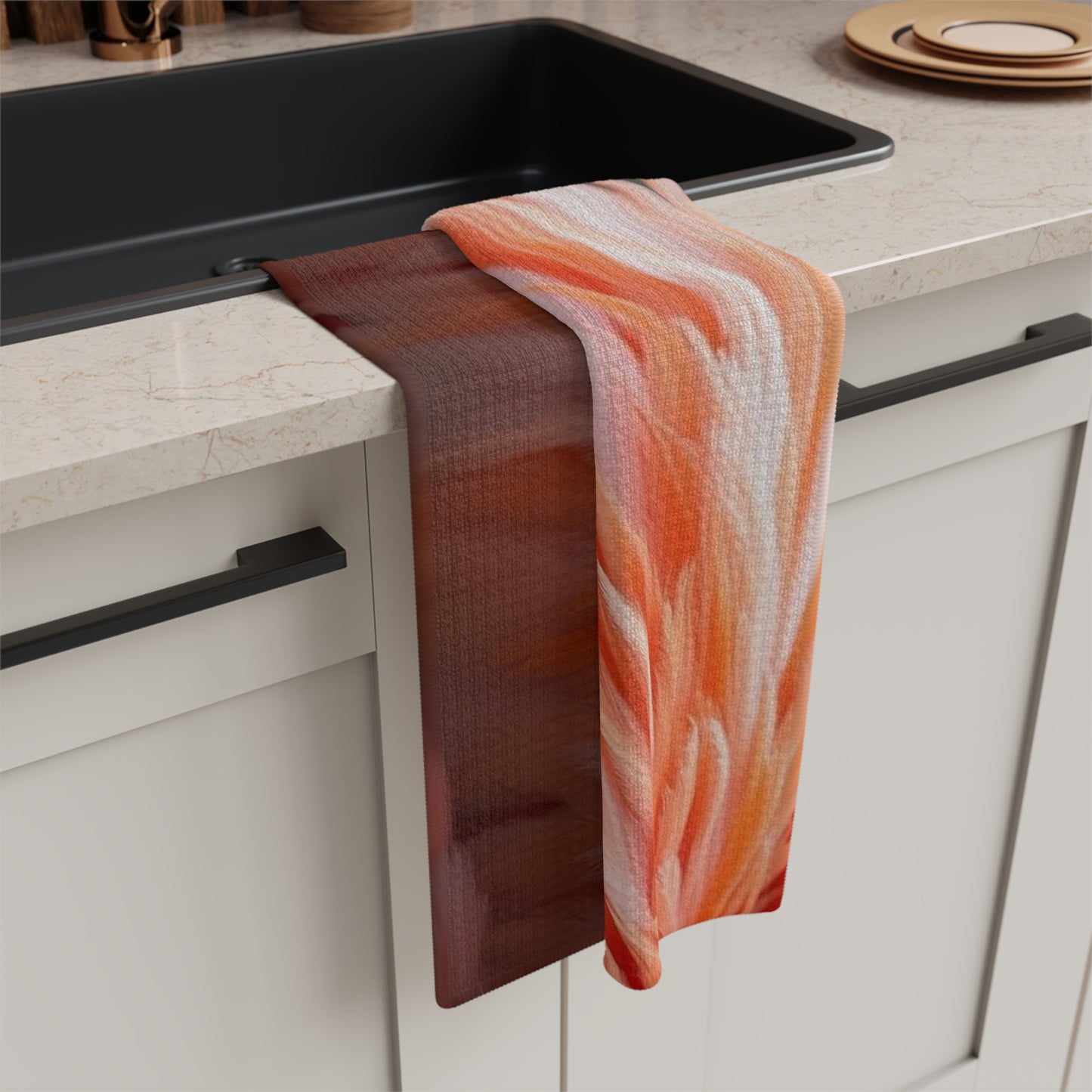 Microfiber Coffee/Tea Towel — Flamingo Feathers