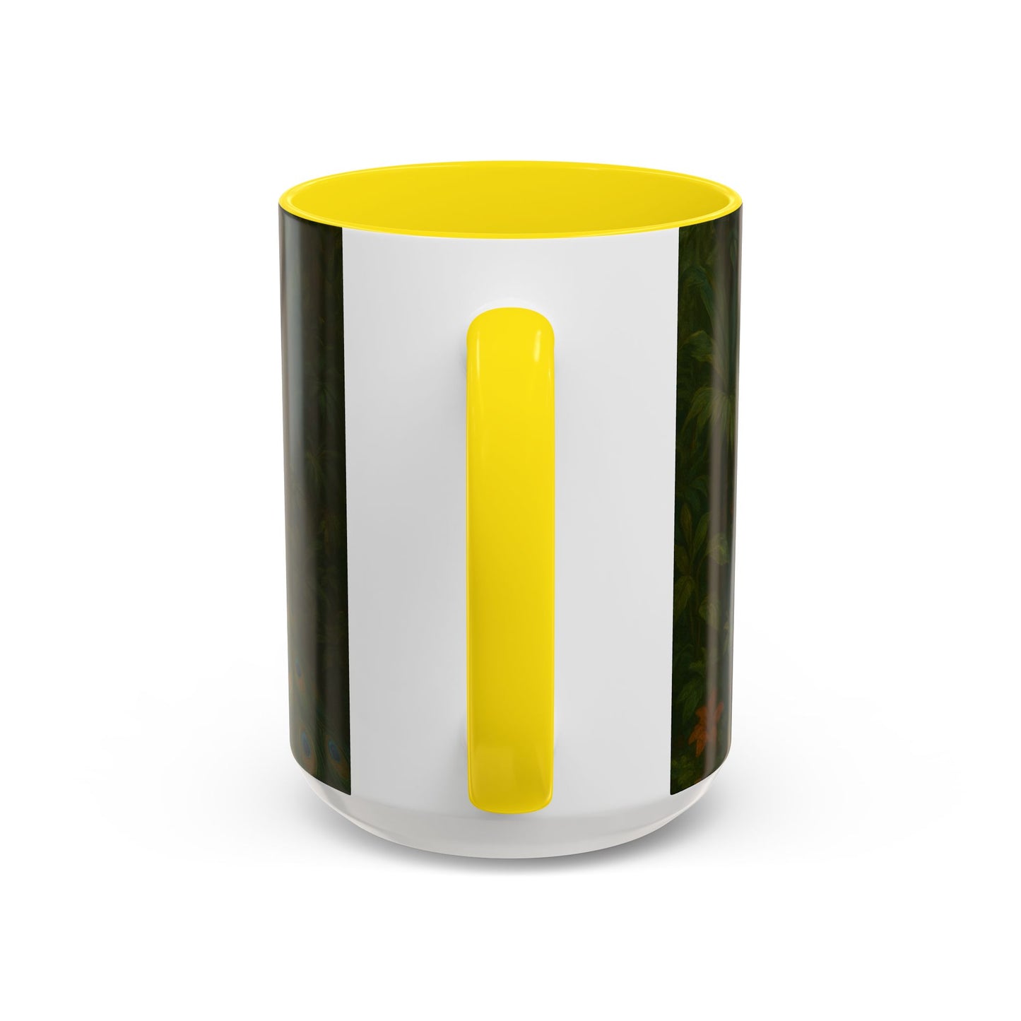 Accent Color Coffee Mug (11, 15oz), 8 Colors - Puppy Ariel and Peacock