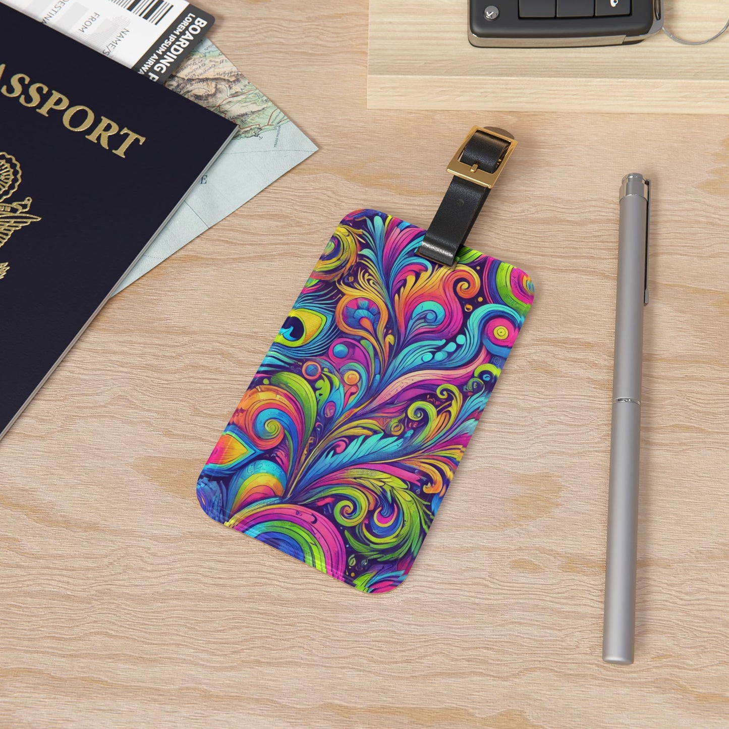 Luggage Tag - Feather Currents Pop