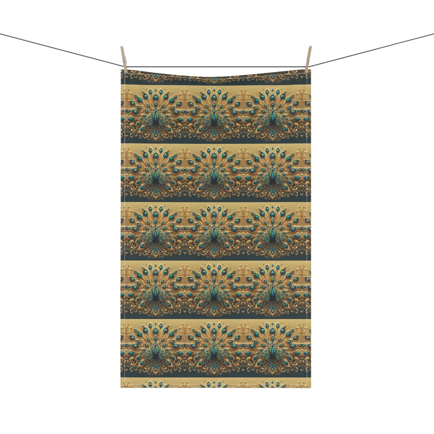 Tea Towels (cotton, poly), Golden Peacocks