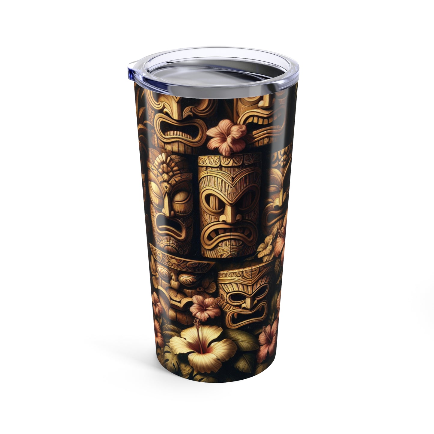 20oz Tropical Glossy Tumbler - Tiki Totem Faces