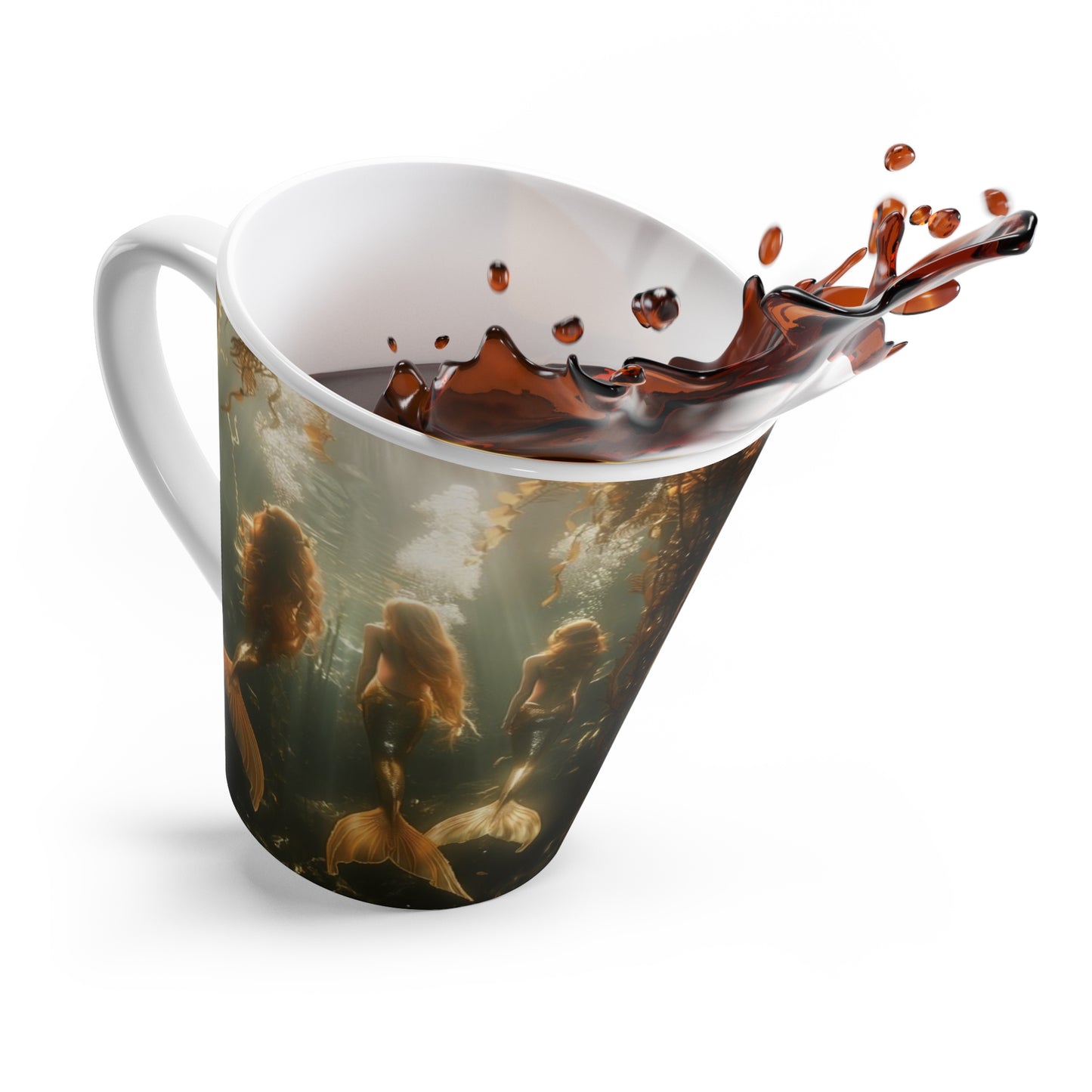 Latte White Mug - Three Mermaid Sisters