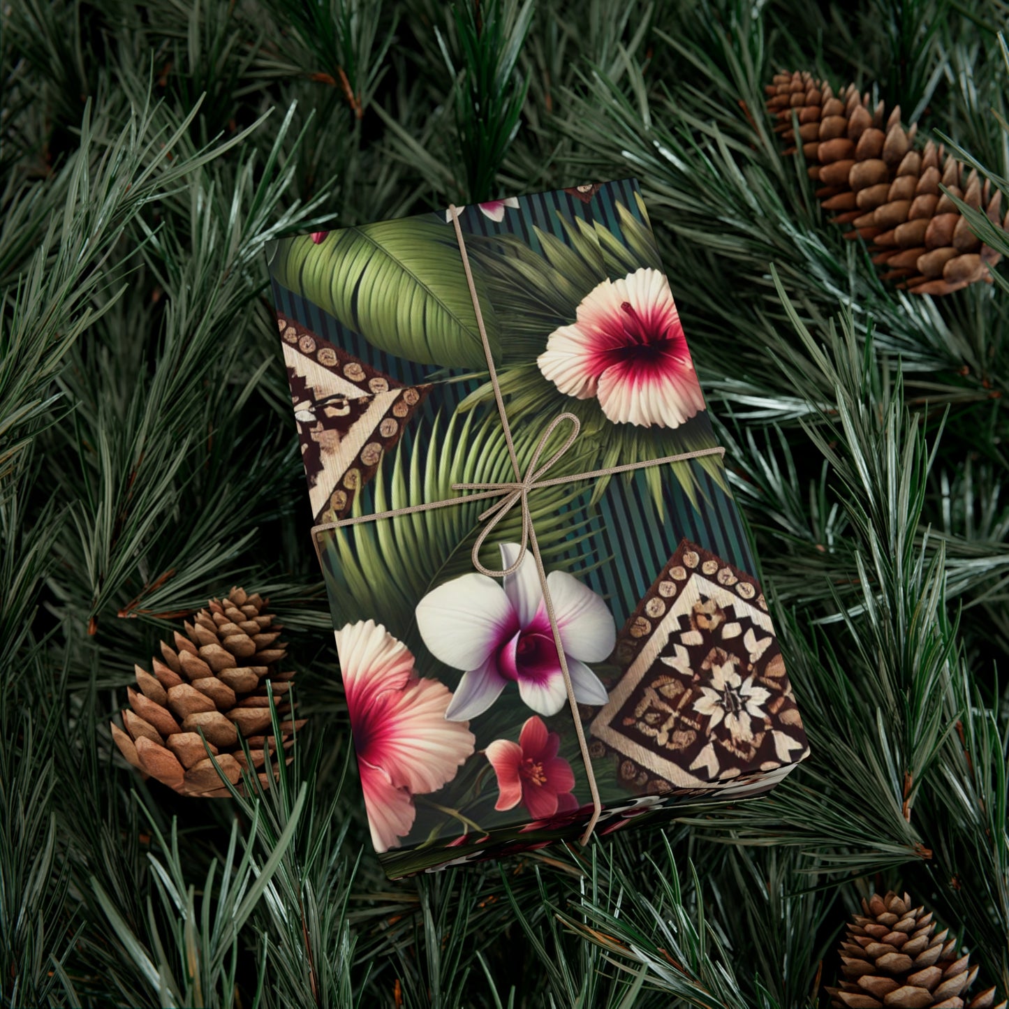 Wrapping Paper - Tropical Gift Wrap for All Occasions / 3 Sizes, 2 Finishes / Tiki Orchids