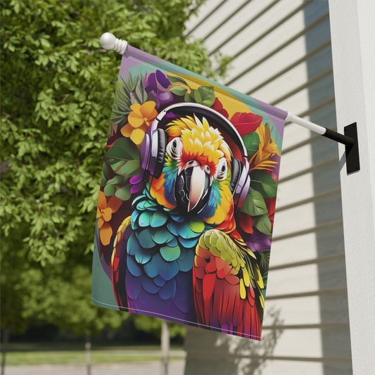 Tropical Garden Flag - Perfect for Outdoor Decor / Rockin' Out Parrot