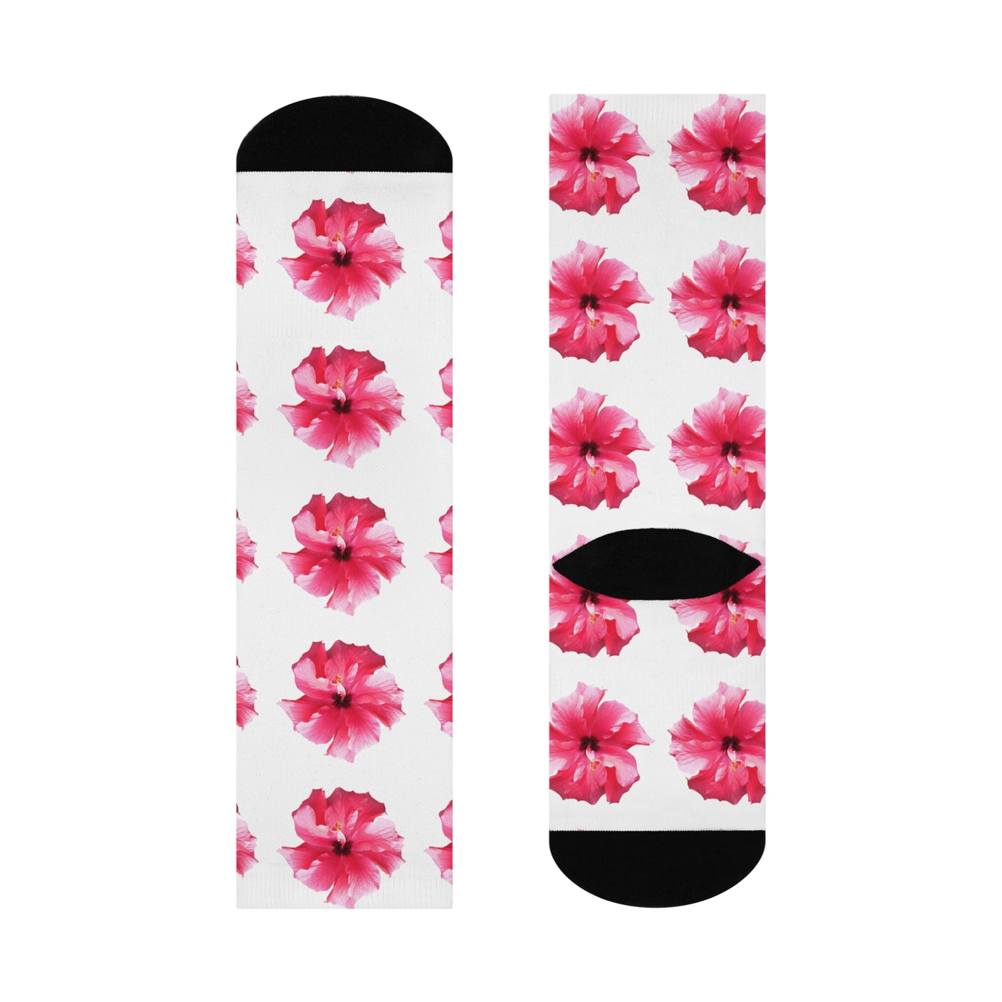 Cushioned Crew Socks - Pink Hibiscus