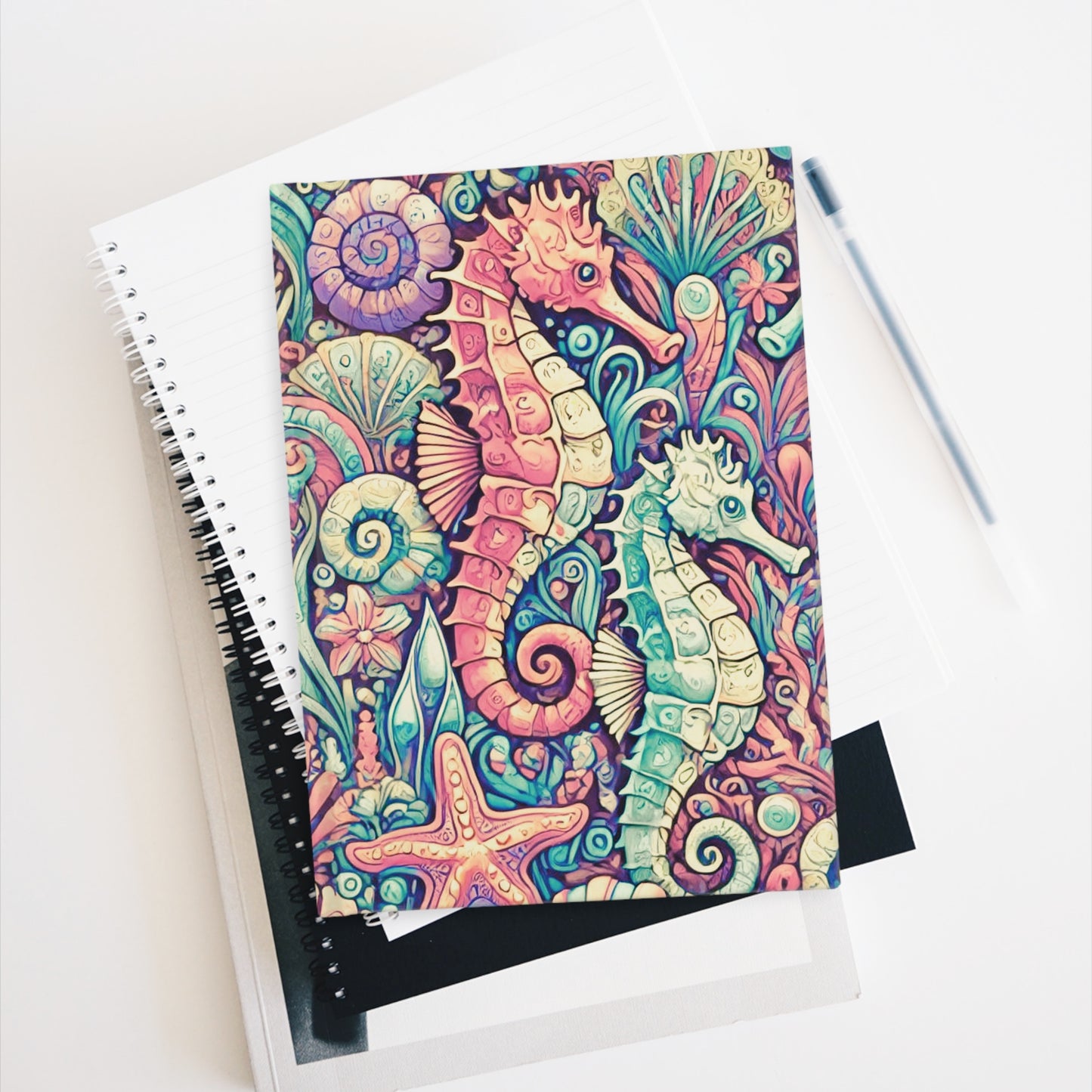 Seahorses/Retro Journal - 5" x 7"