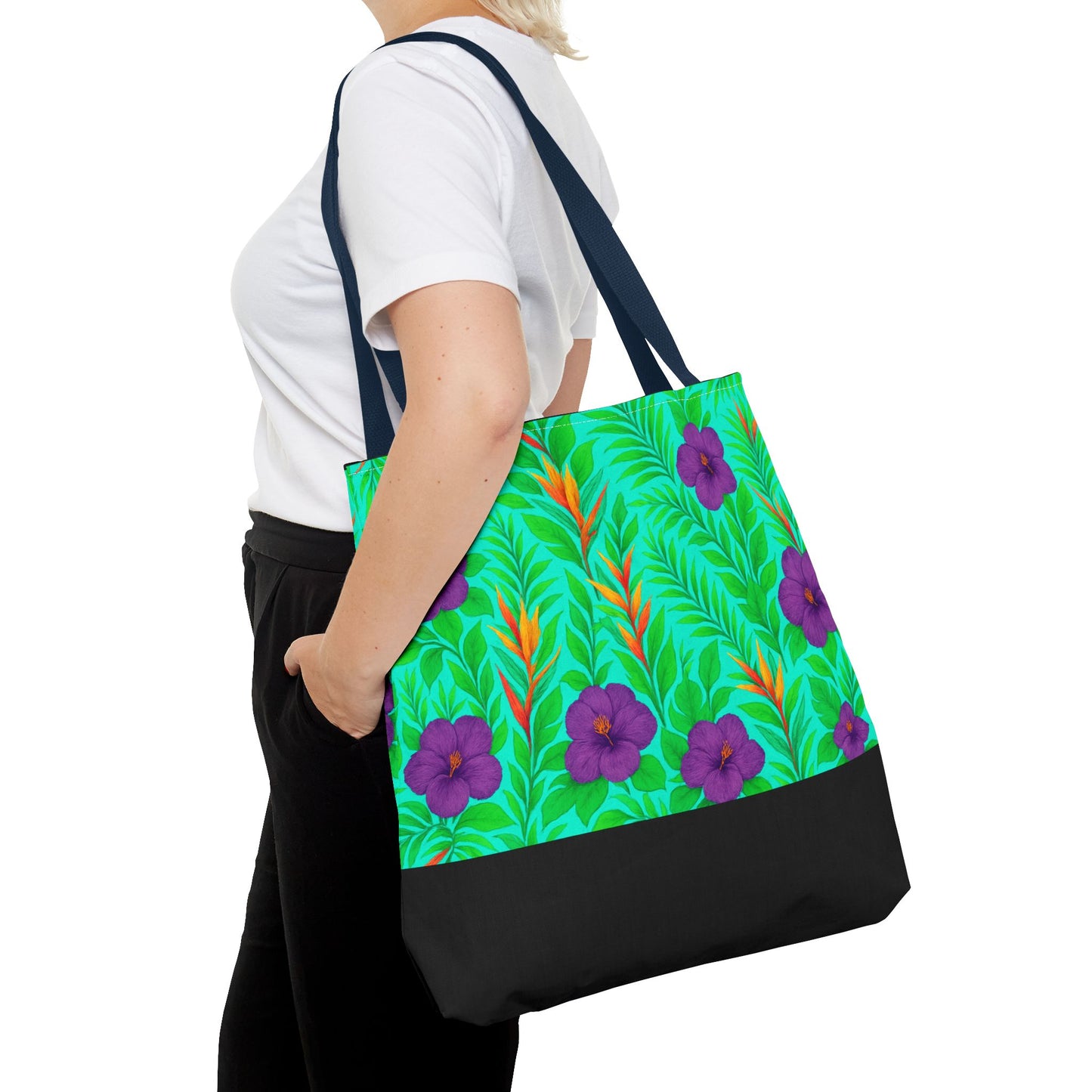 Midnight Flower GreenTote Bag - 3 Sizes