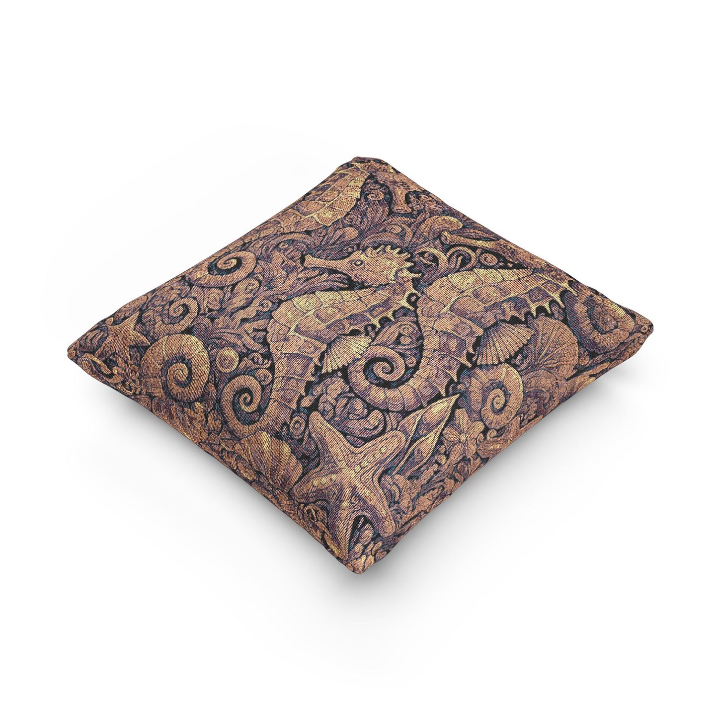 Woven Pillow, 17"W x 18"L ~ Seahorse Trio, Pop