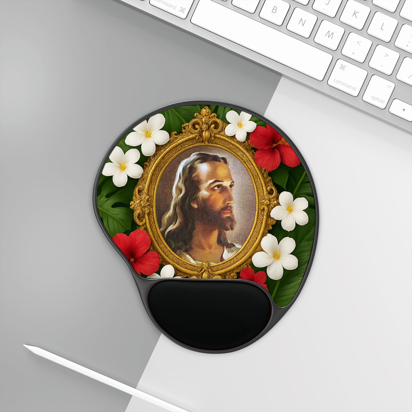 "Head of Christ" Jesus Mouse Pad with Wrist Rest – Religious, Ergonomic Design for Comfort and Style