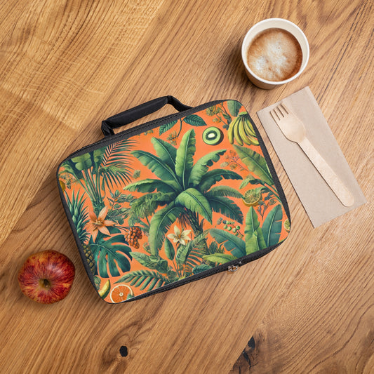 Tropical Fruit/Orange Lunch Bag - Eco-Friendly Insulated Tote, Adult and Child Lunchbox / Perfect for Picnics, Beach Outings