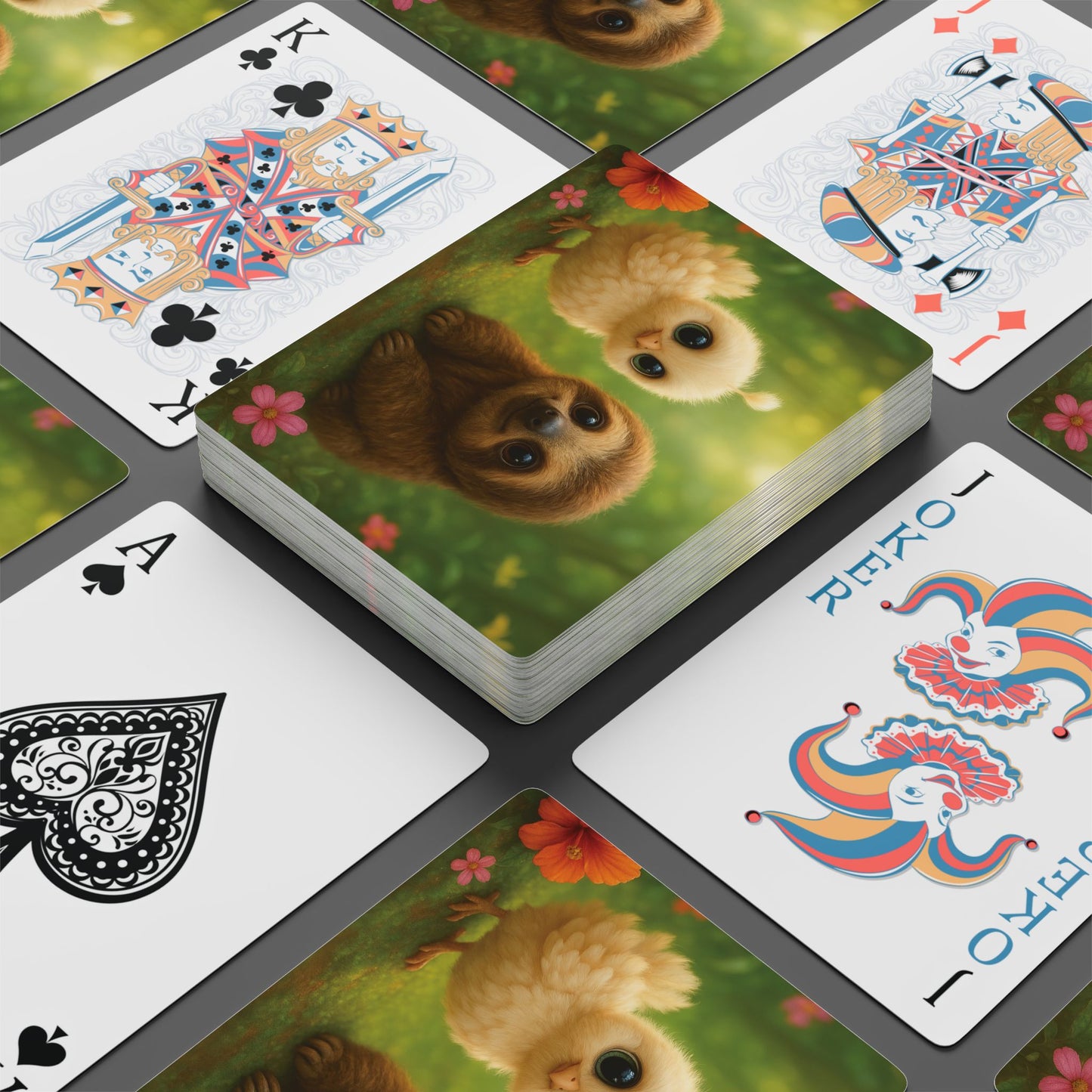 Poker Playing Cards - Baby Peacock and Baby Sloth