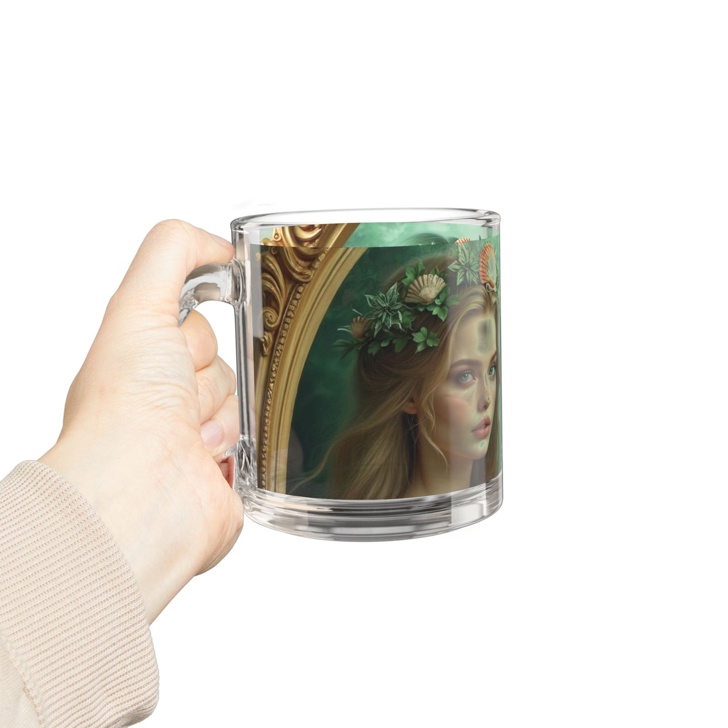 Tropical Glass Mug - 10oz Coffee Cup / Mermaid Princesses
