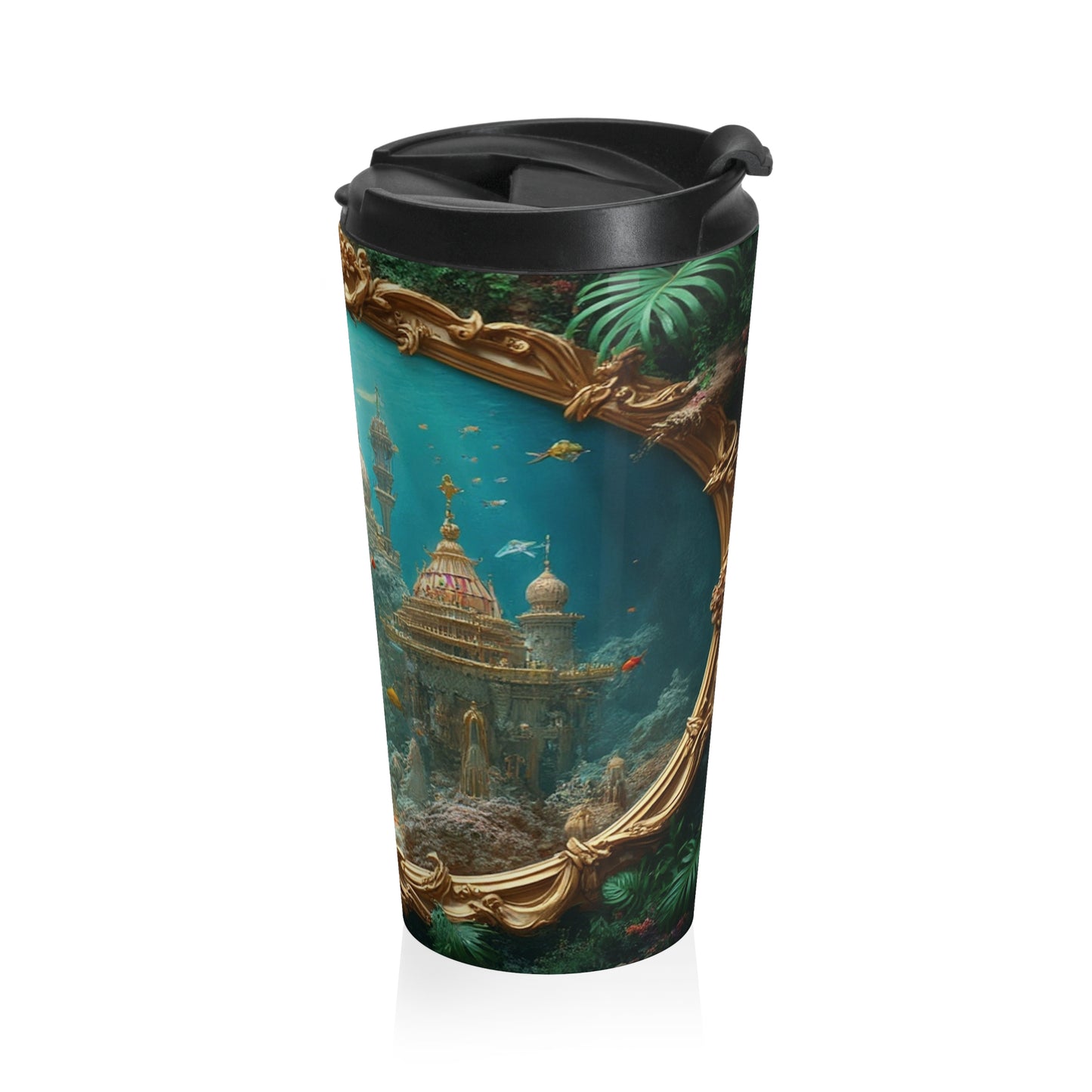 15 oz. Stainless Steel Travel Mug / Mermaid Palace, Agean Sea