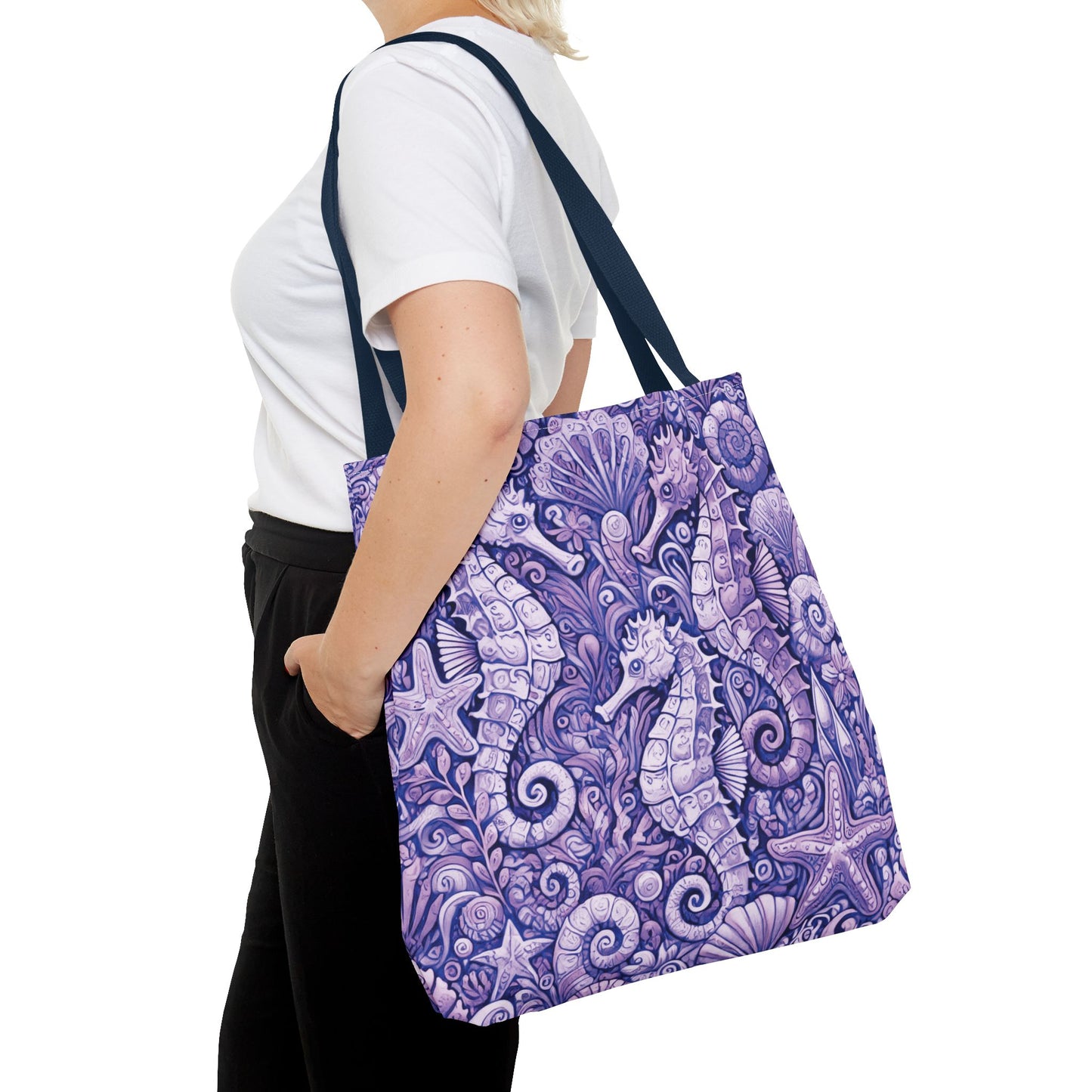 Amethyst Seahorse Trio Tote Bag - 3 Sizes