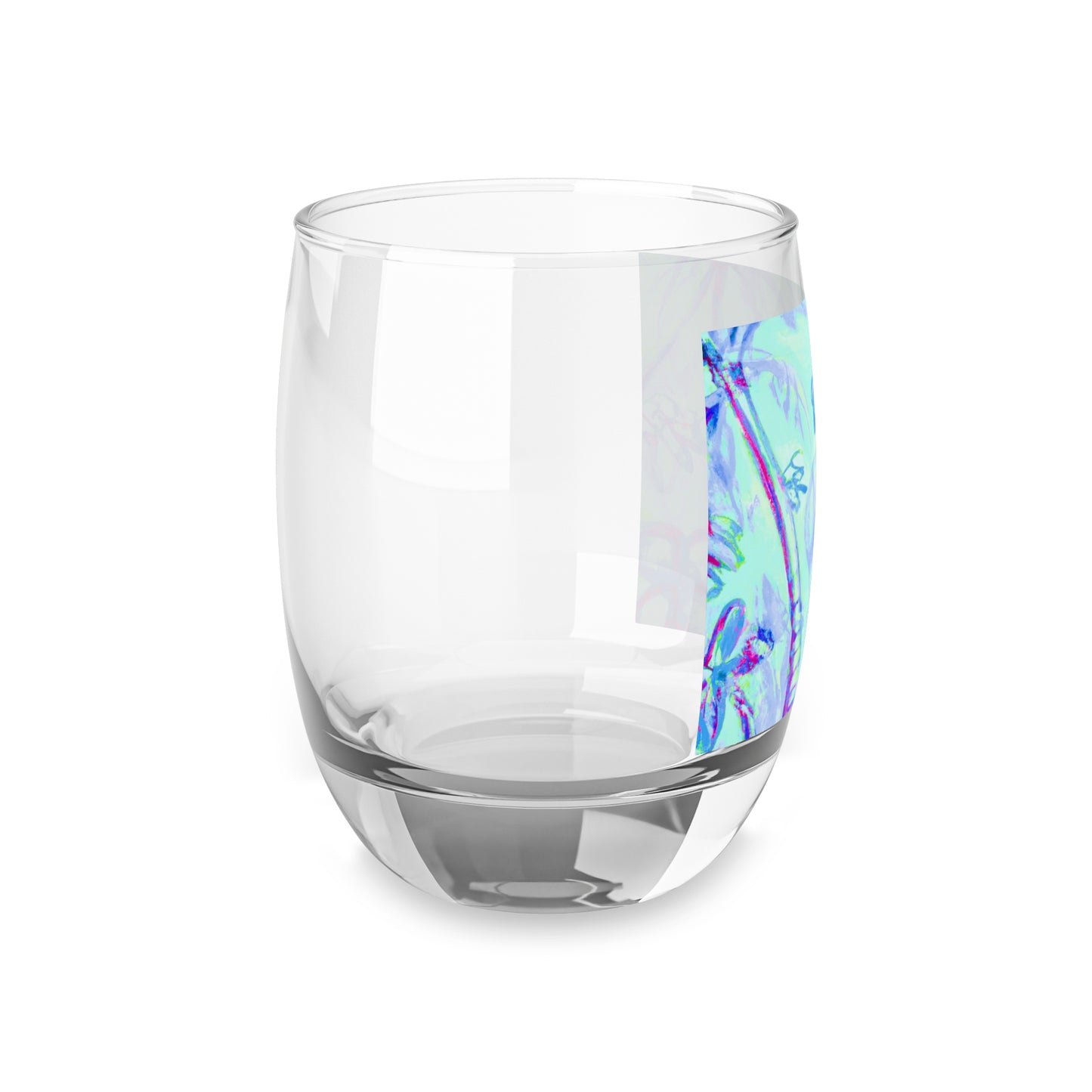 Whiskey Glass, Tropical Doodles/Blue