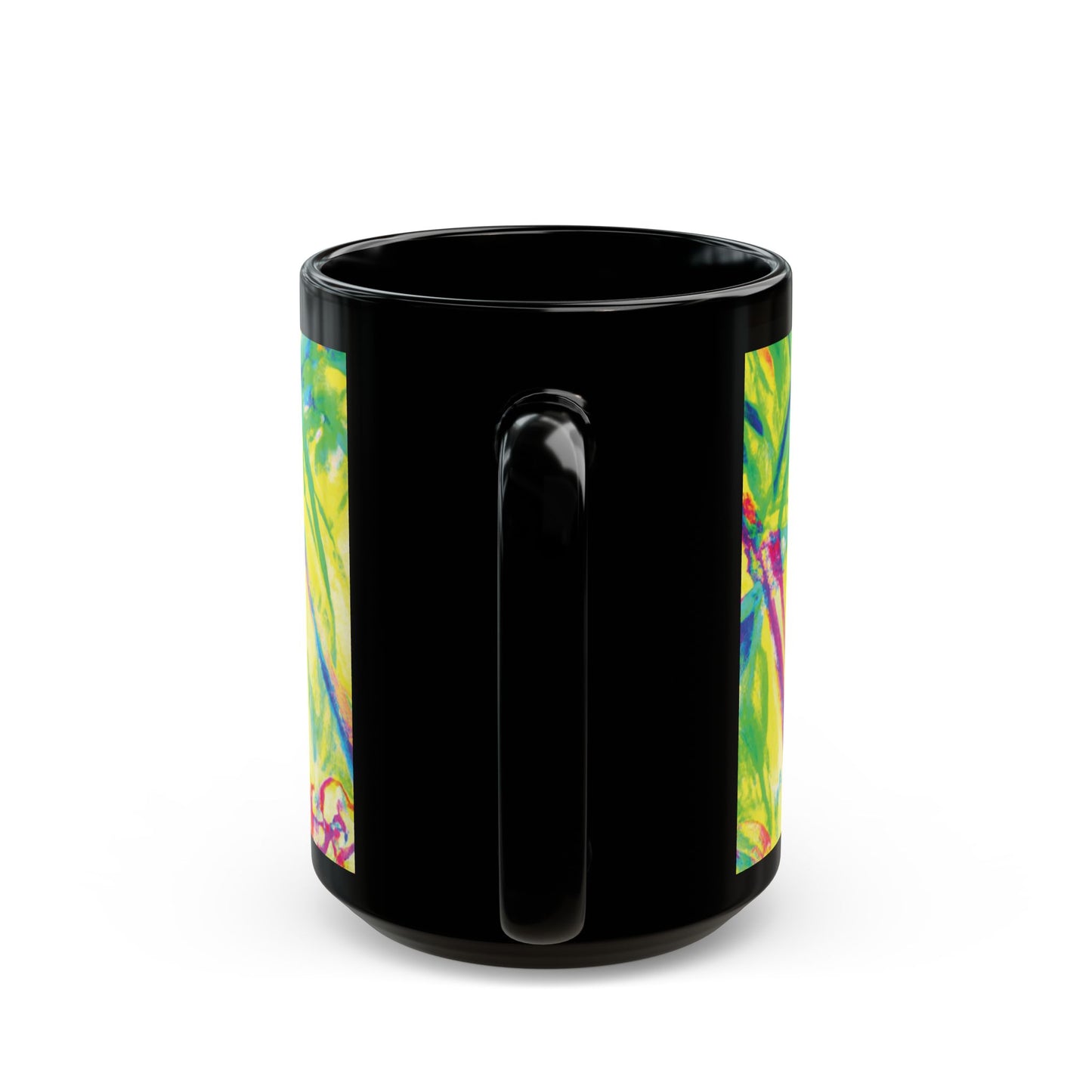 Black Coffee Mug - Tropical Doodles, Yellow