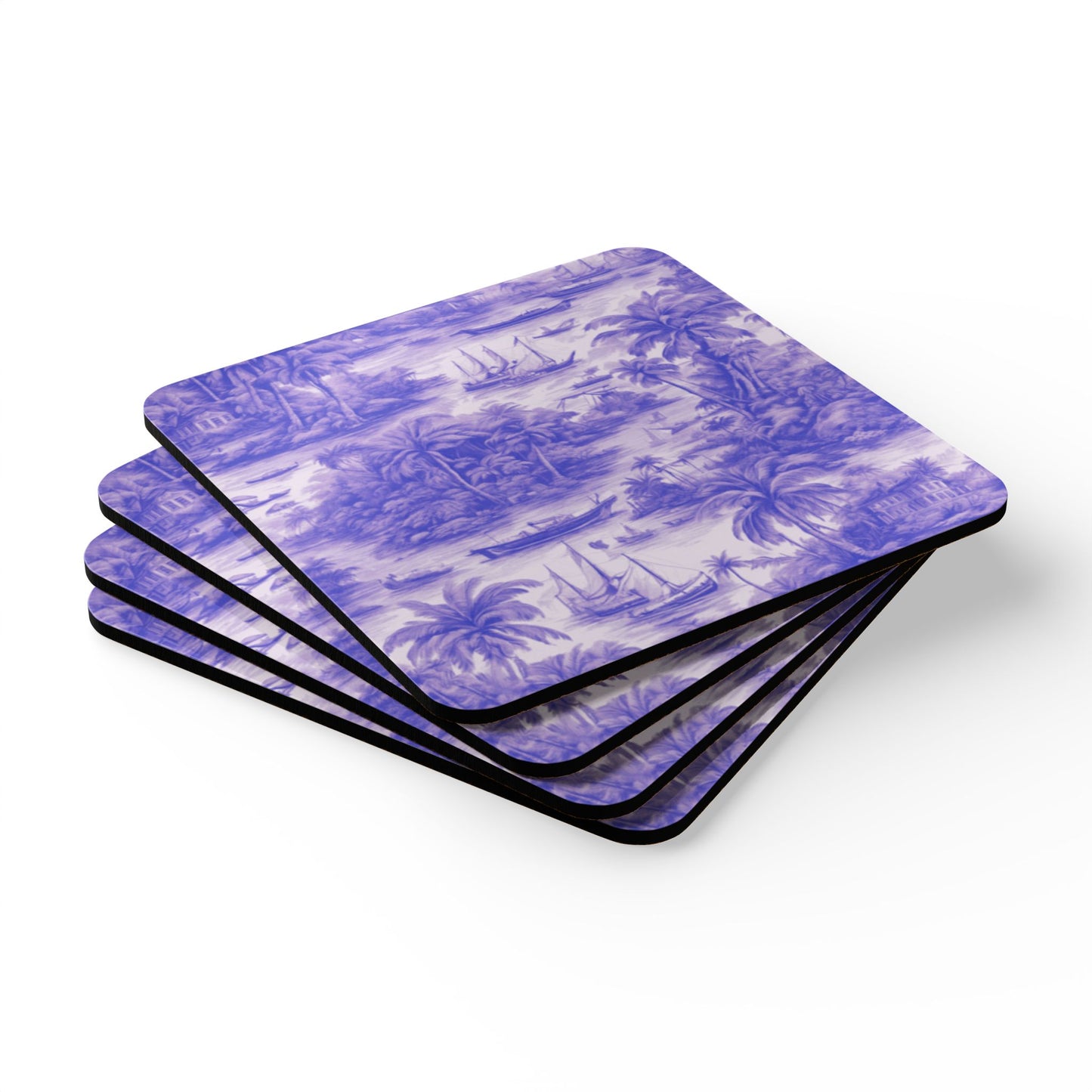 Coaster Set - Tropical Toile #1, Purple