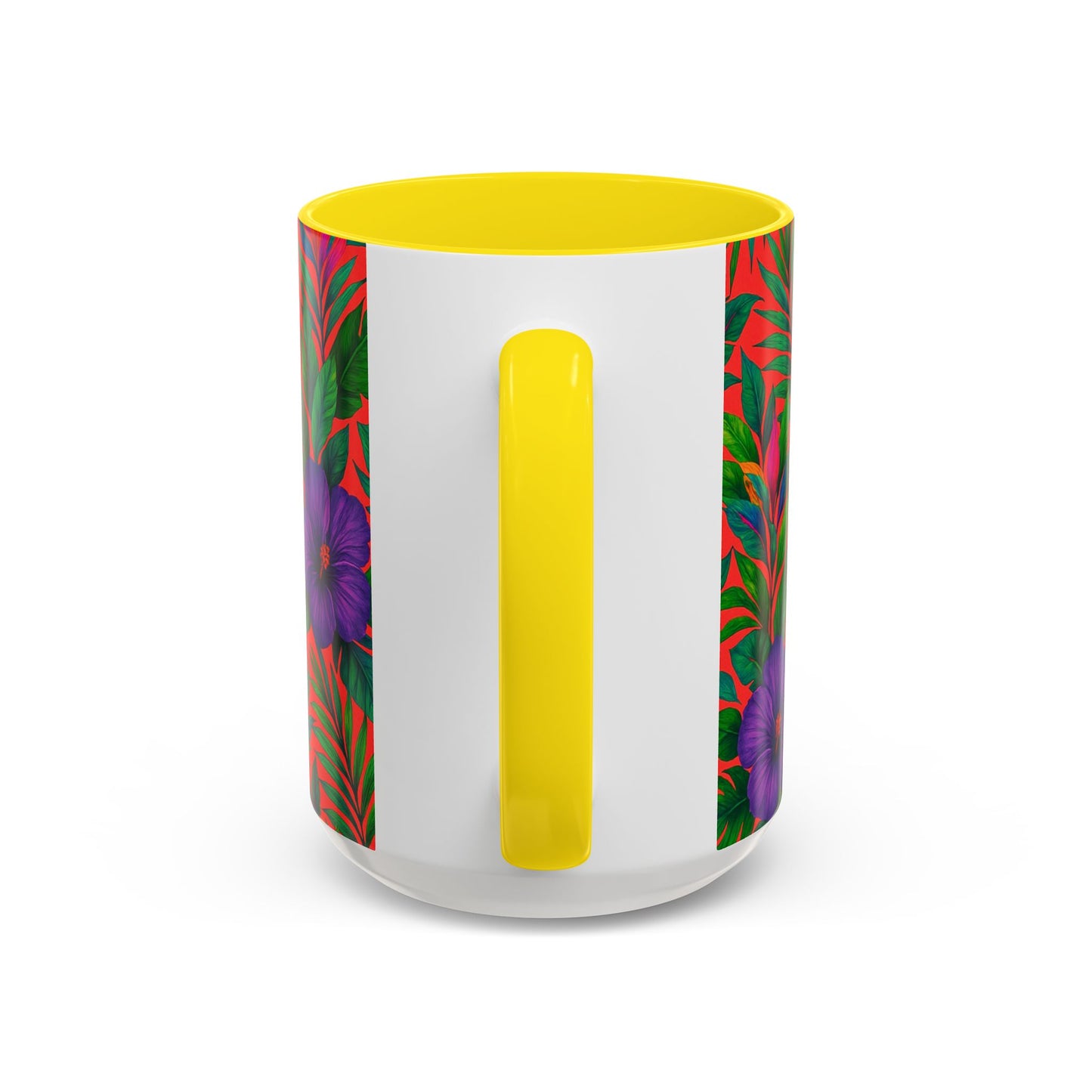 Accent Color Coffee Mug (11, 15oz), 8 Colors - Midnight Flower Coral