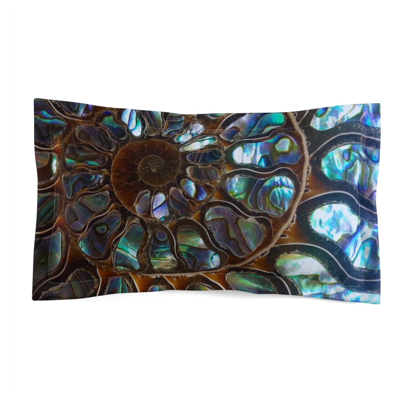 Microfiber Pillow Sham, 2 Sizes | Tropical Vibes for Relaxation / Ammonite and Abalone