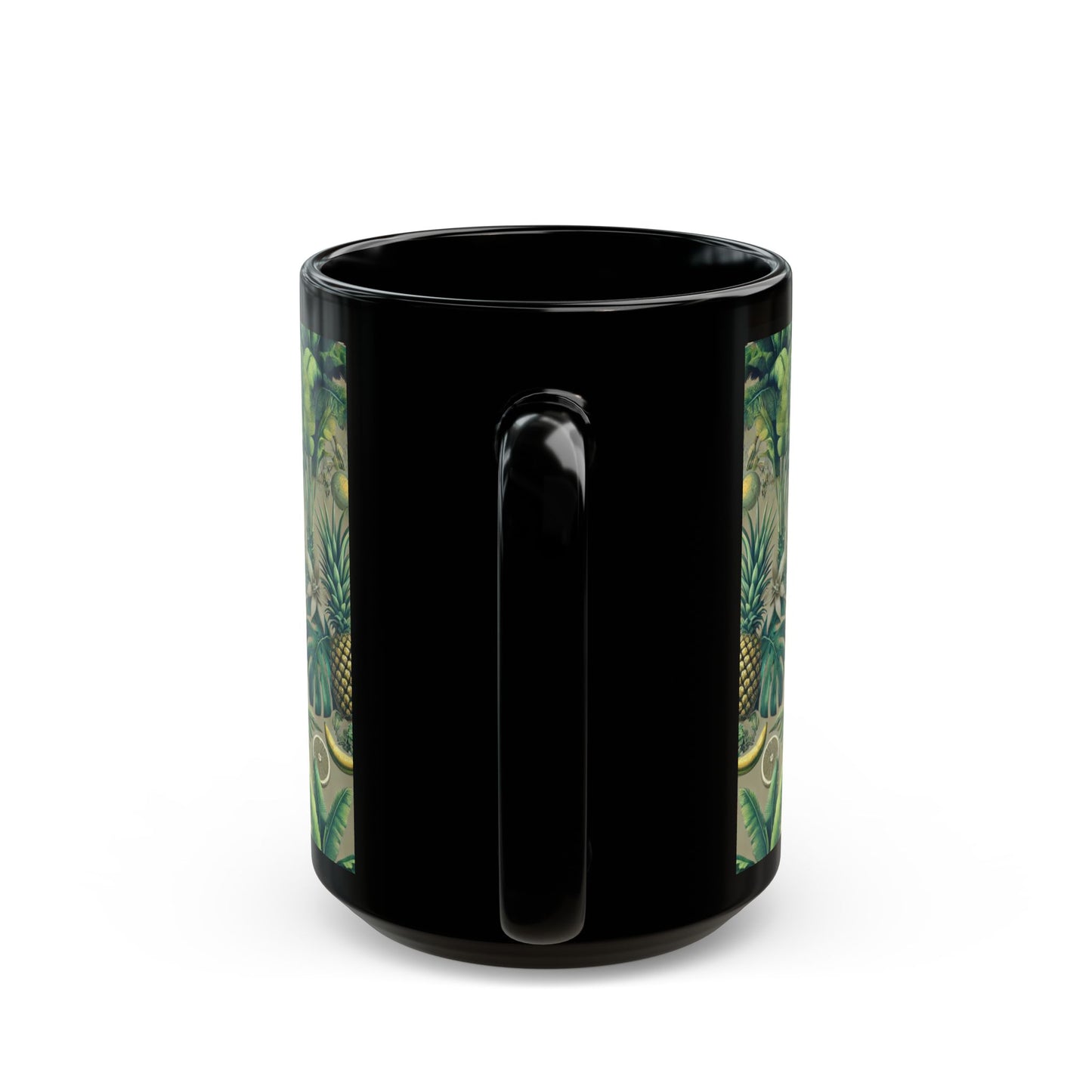 Black Coffee Mug - Tropical Fruit, Taupe