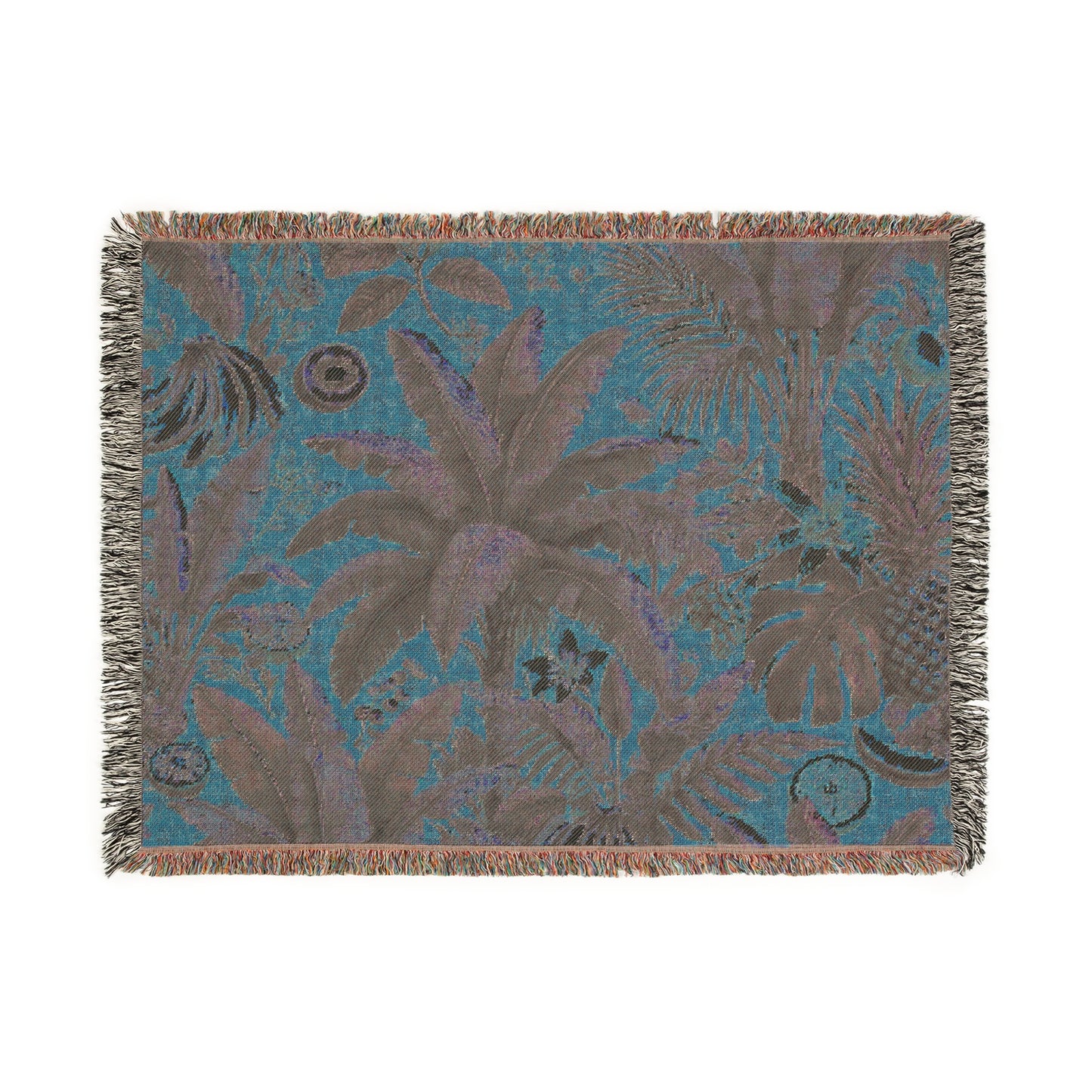 More Tropical Fruit/Coral Woven Blanket, 3 Sizes - Tropical Home Decor