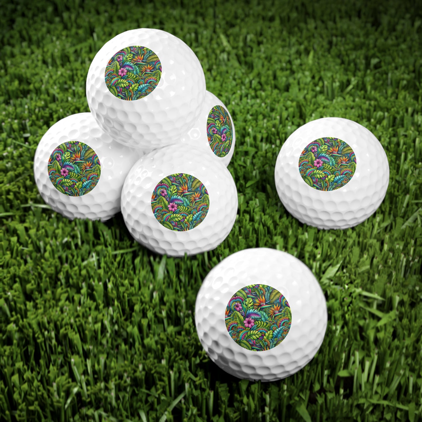 Tropical-Themed Golf Balls, 6pcs - Perfect Gift for Golf Enthusiasts / Rainforest Blooms