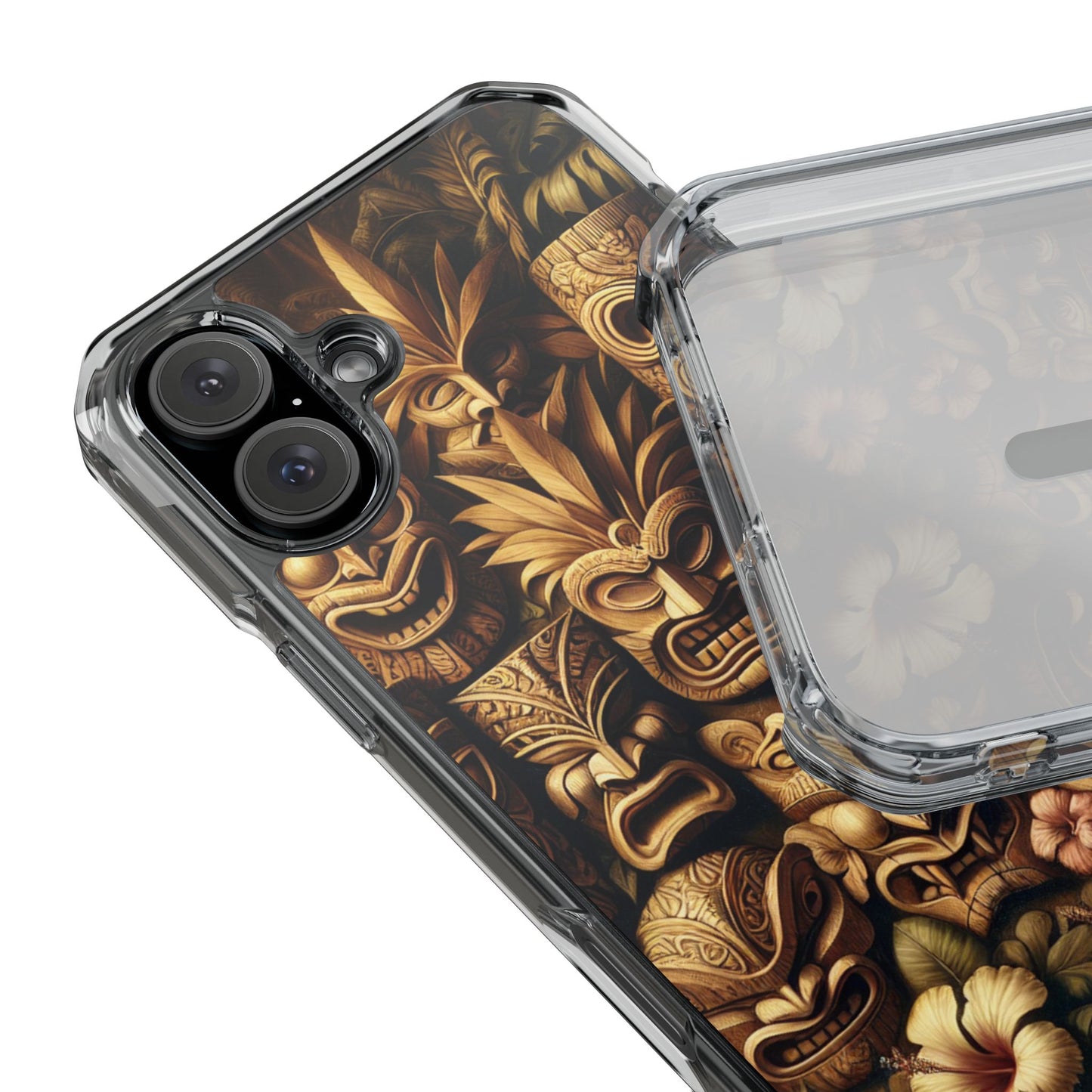 Tiki Totem Faces Magnetic Clear Phone Case, Many Models