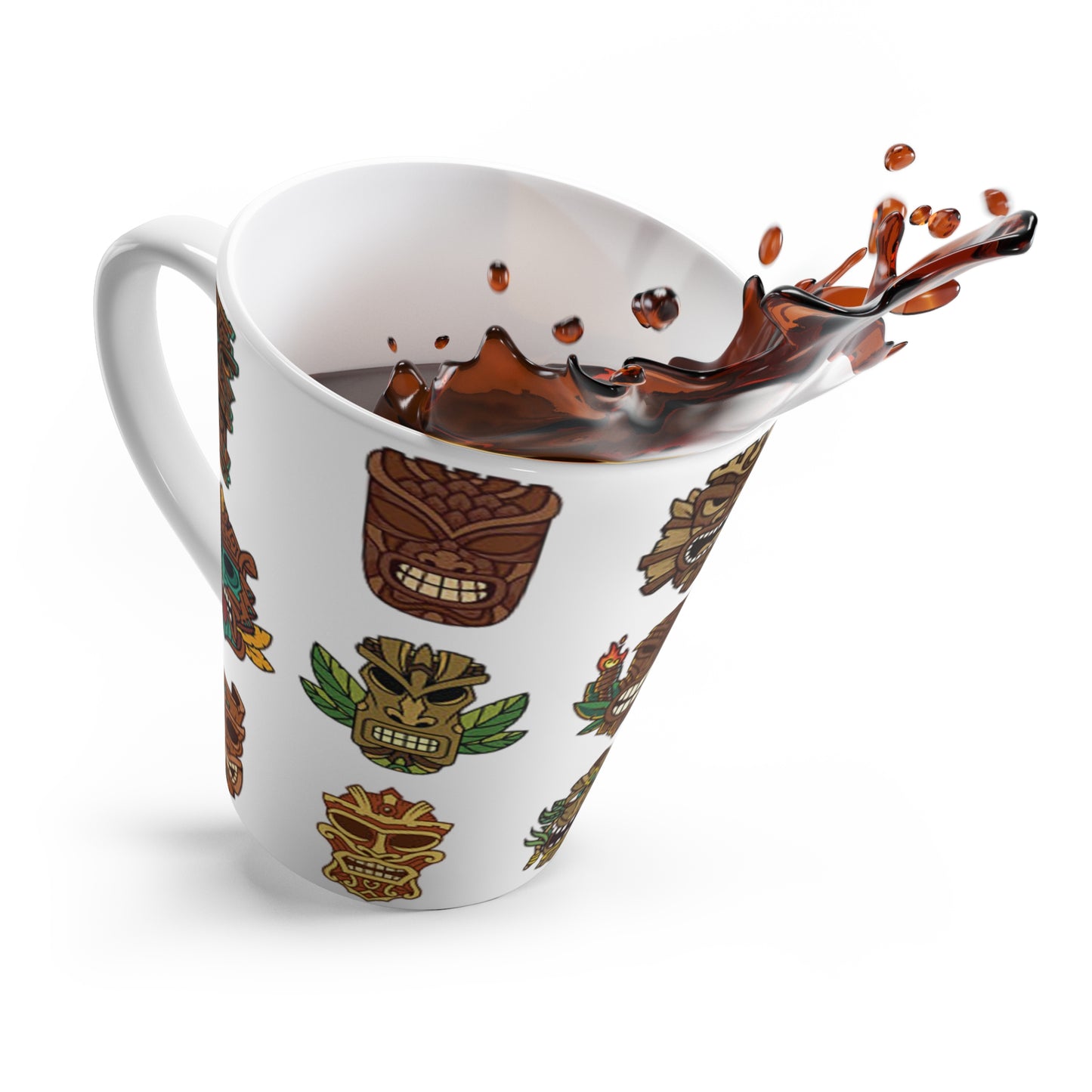 Latte White Mug - Tiny Tiki Dudes, White