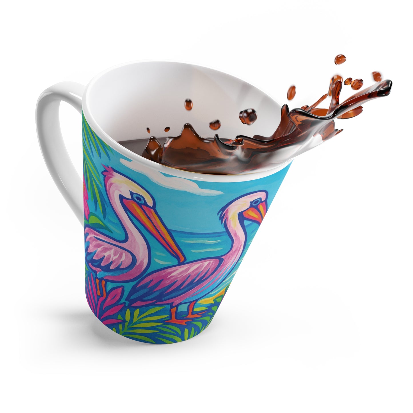 Latte White Mug - Beach Pelican Party