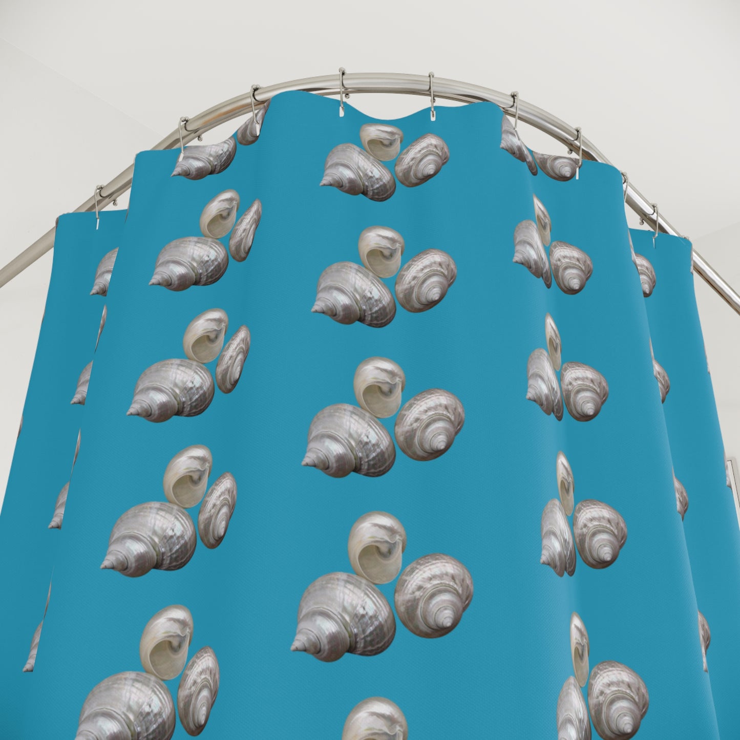 Tropical Shower Curtain - Ocean Bathroom Decor / White Nautilus Trio/Turquoise