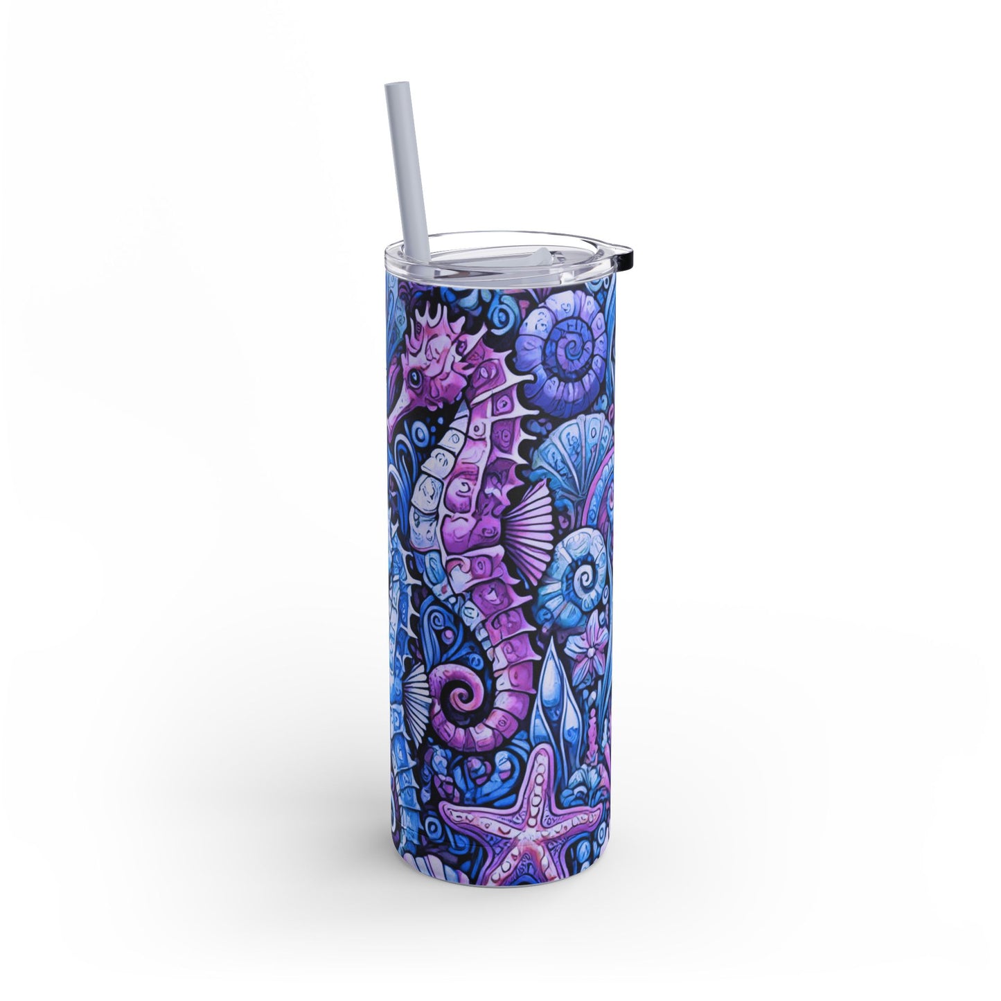 20oz Matte Tumbler, 7 Colors - Stylish Travel Cup - Seahorse Trio/Blue