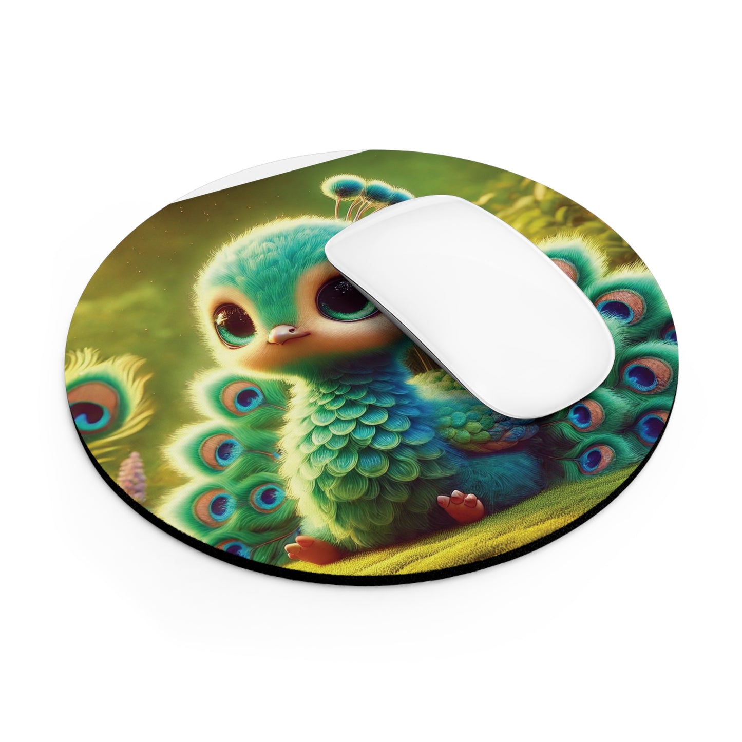 Tropical Mouse Pad, 2 Shapes - Beach Vibes for Home Office & Gamer / Baby Peacock
