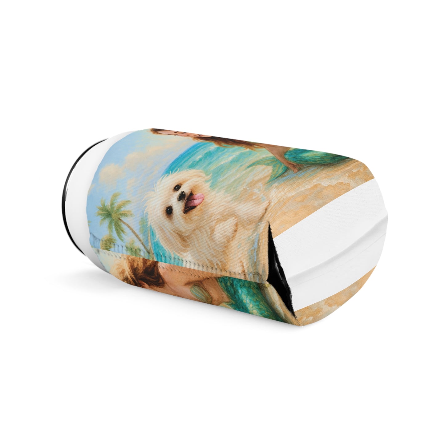 Puppy Ariel and Mermaid Can Cooler Sleeve - Perfect for Outdoor Picnics