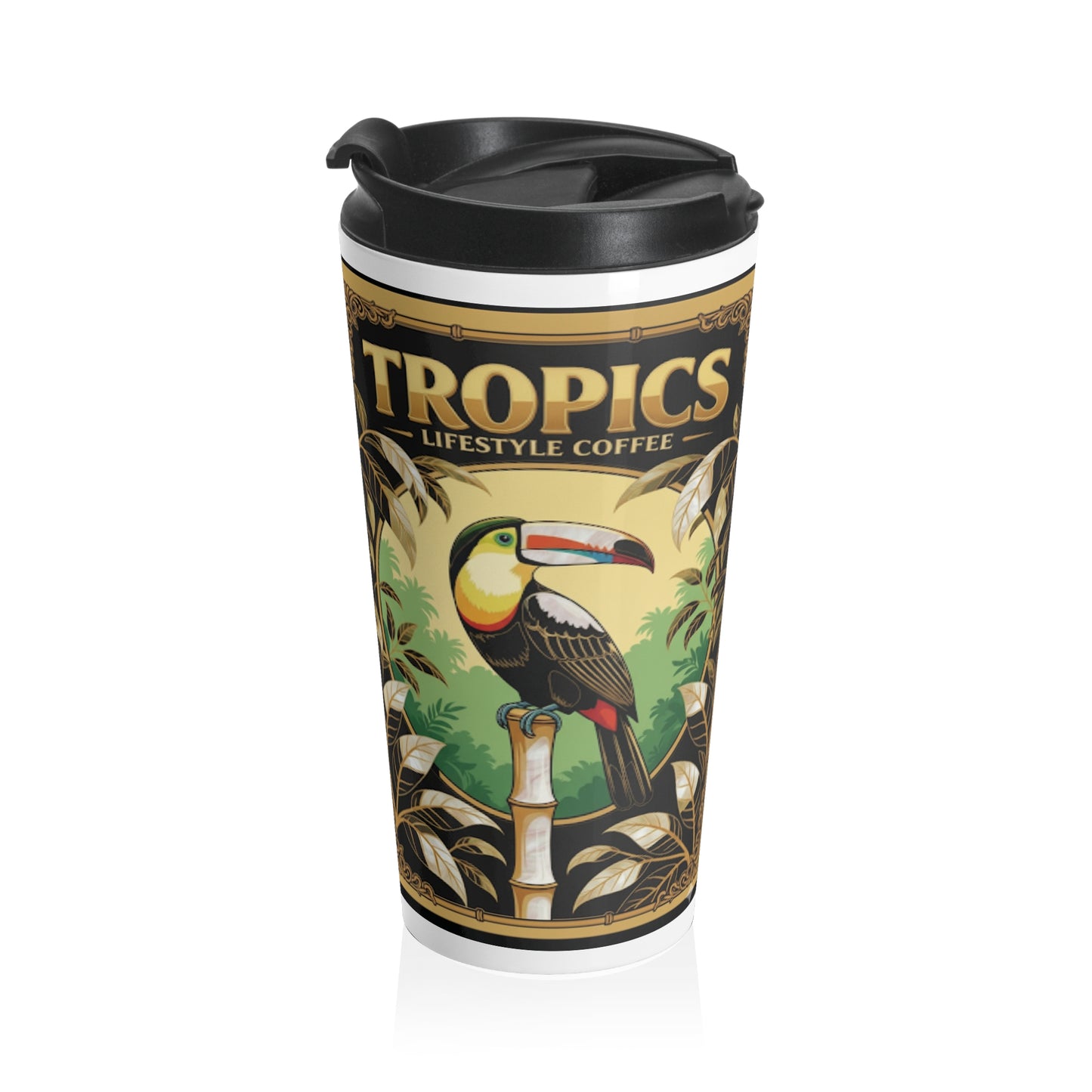 15 oz. Stainless Steel Travel Mug / TLCoffee Parrot Pearl Logo