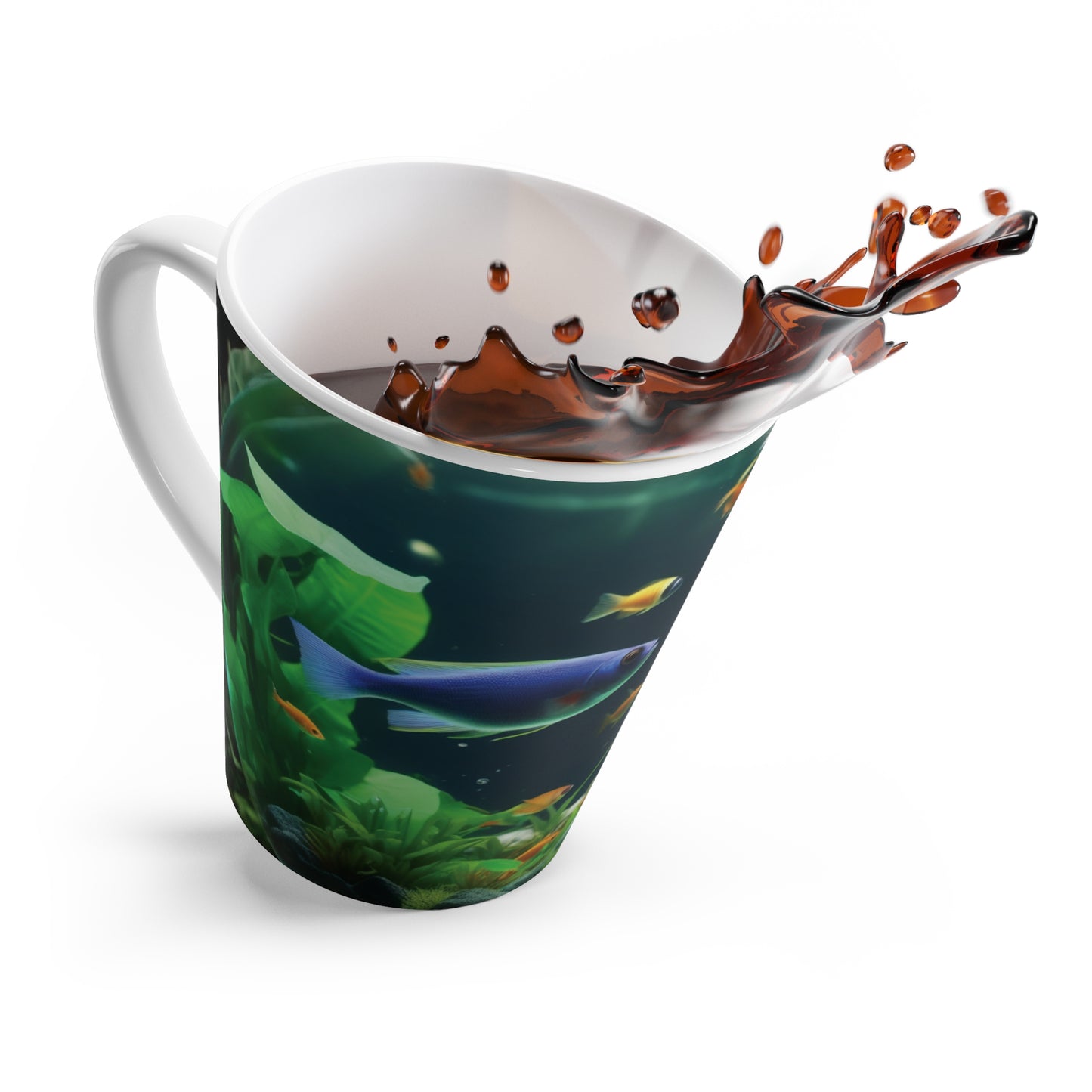 Latte White Mug - Tropical Fish Bowl #1