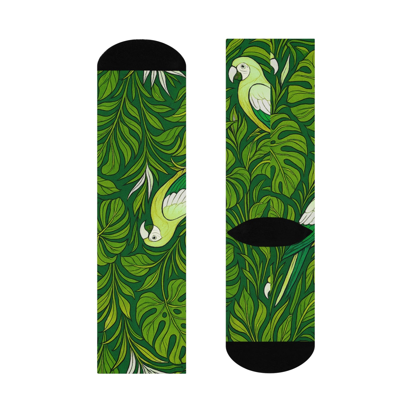 Cushioned Crew Socks - Parrot Family, Lime