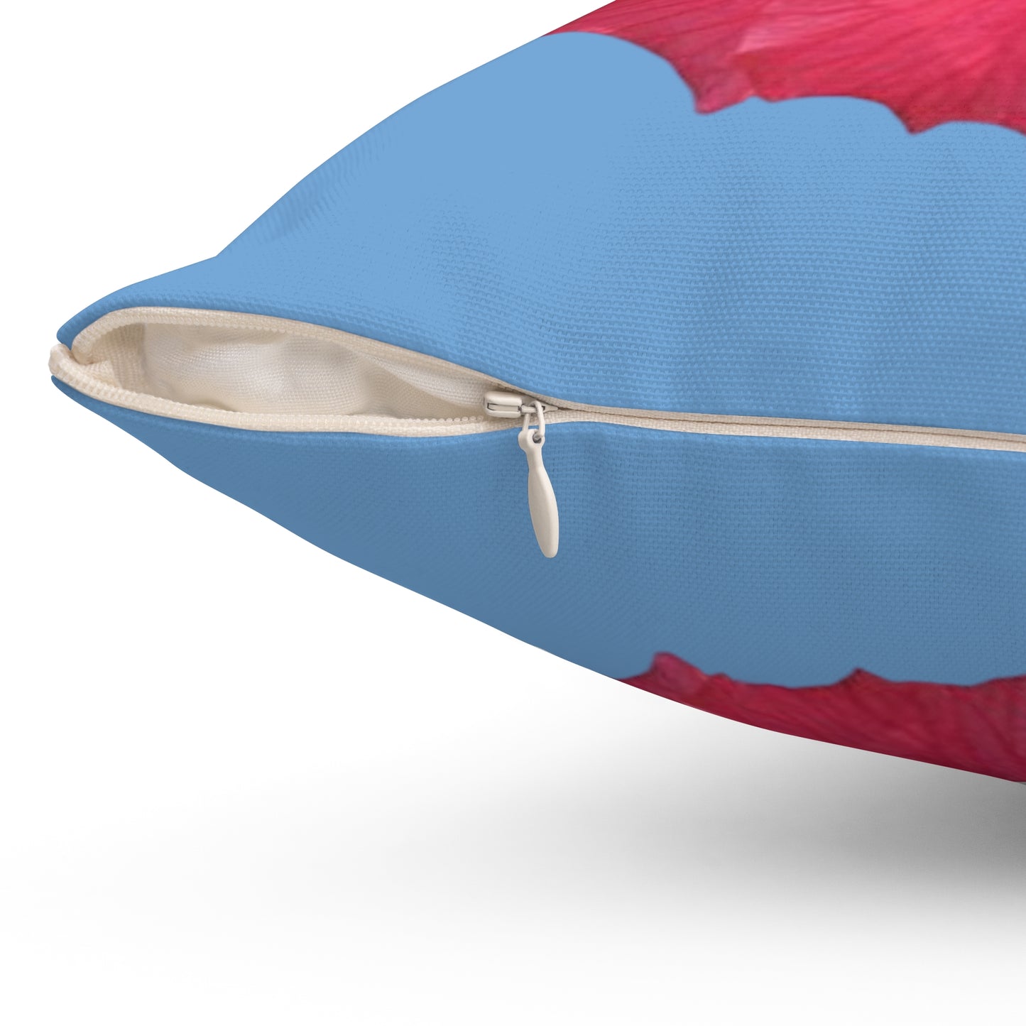 Decorative Pillow - Accent Cushion, 4 Sizes / Photo Pink Hibiscus, Lt. Blue