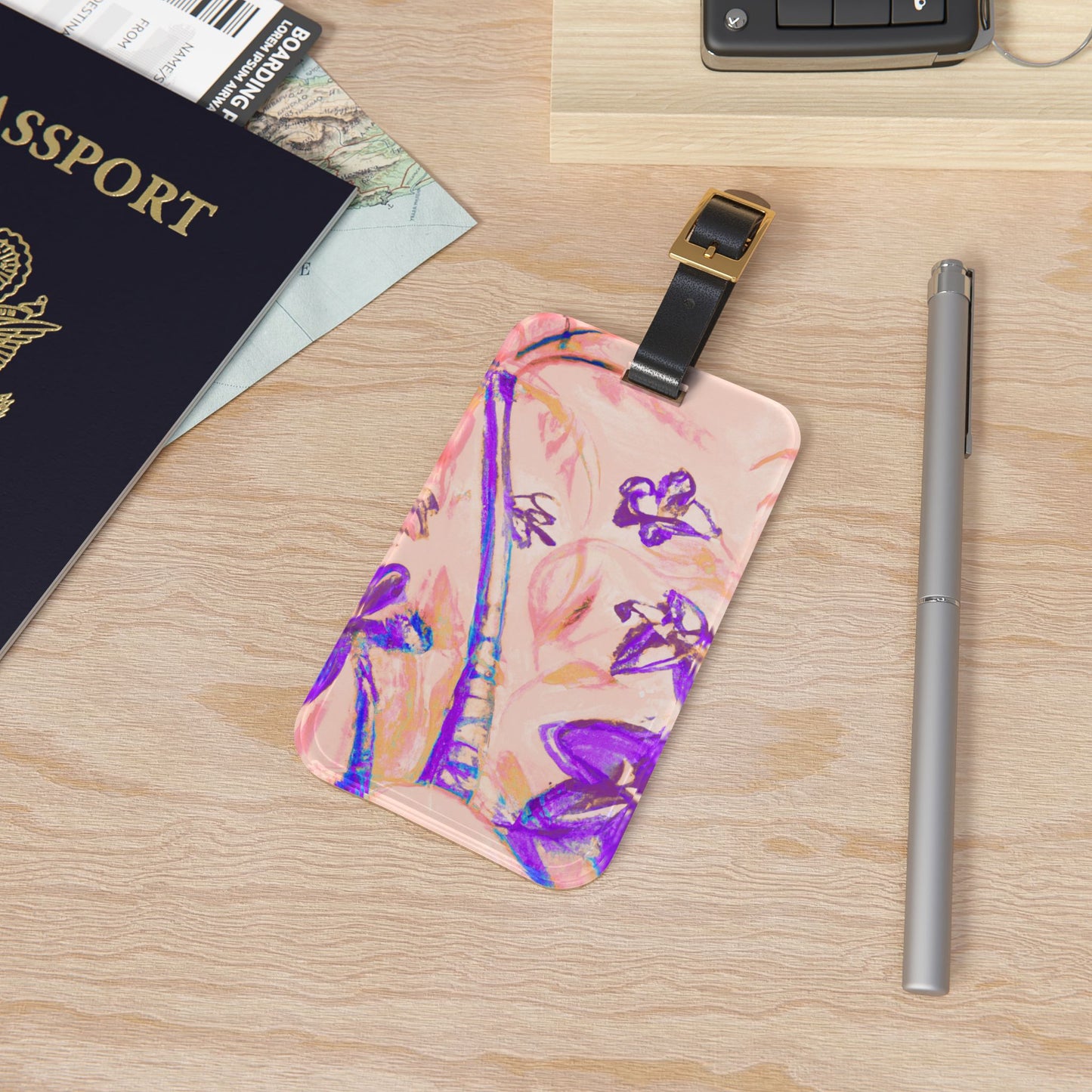 Luggage Tag - Tropical Doodles/Peach