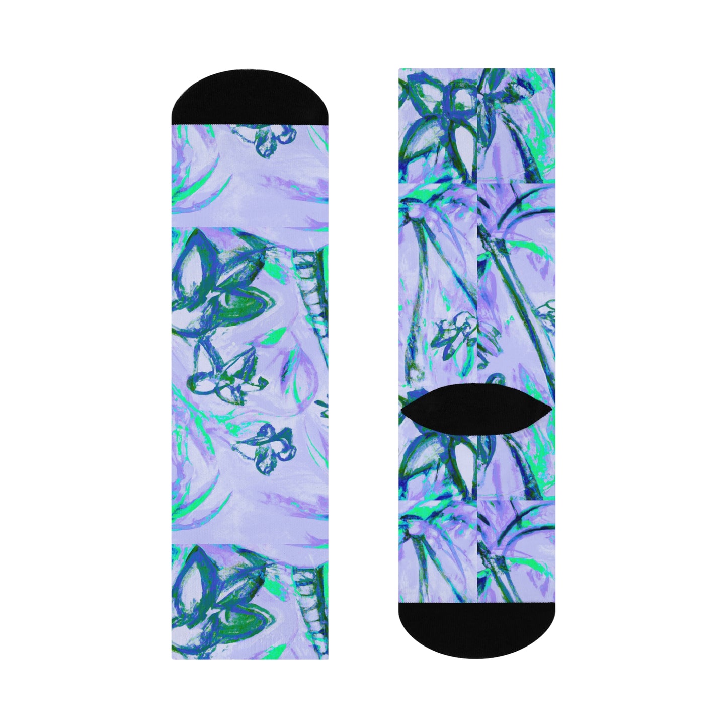 Cushioned Crew Socks - Tropical Doodles, Lilac