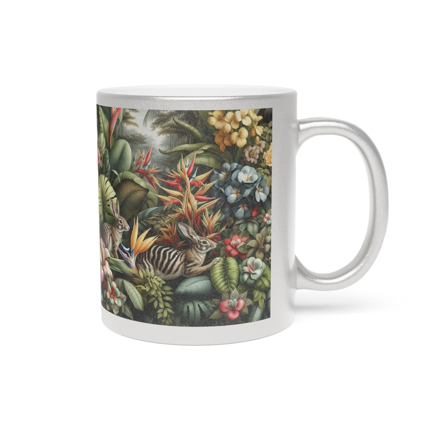Tropical Metallic Mug, Gold or Silver - Rainforest Rabbit Outing