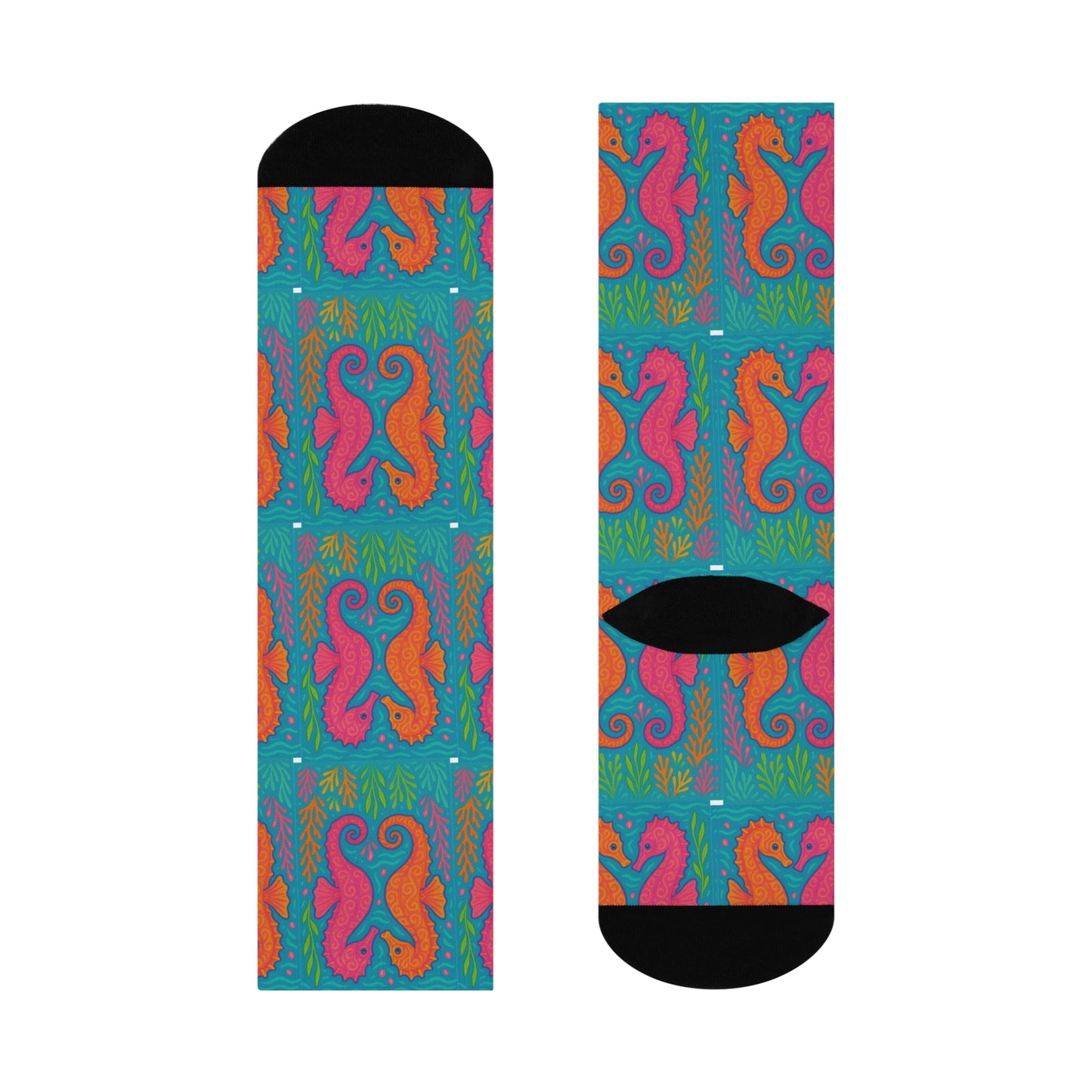 Cushioned Crew Socks - Sunset Seahorses