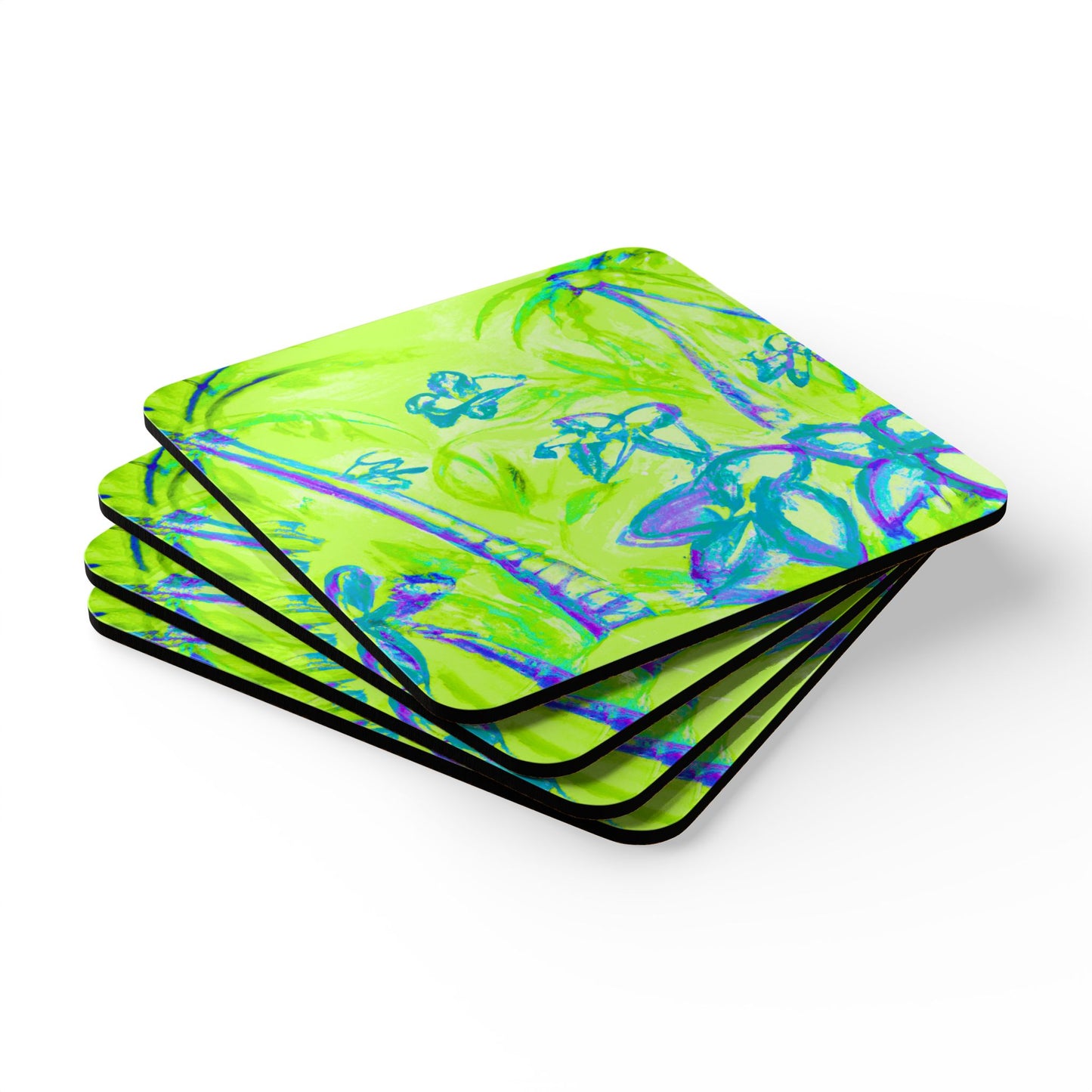 Coaster Set - Tropical Doodles, Lime