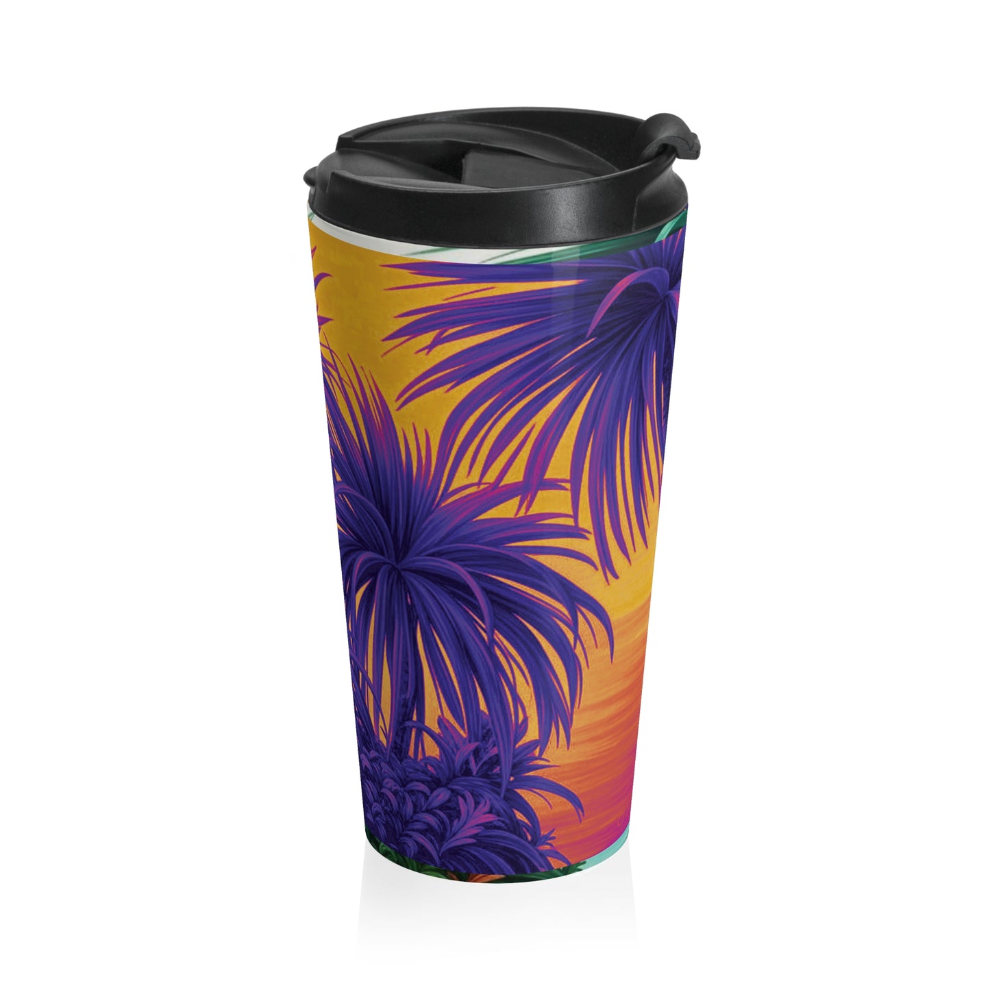 15 oz. Stainless Steel Travel Mug / Tiny Palm Island Heatwave